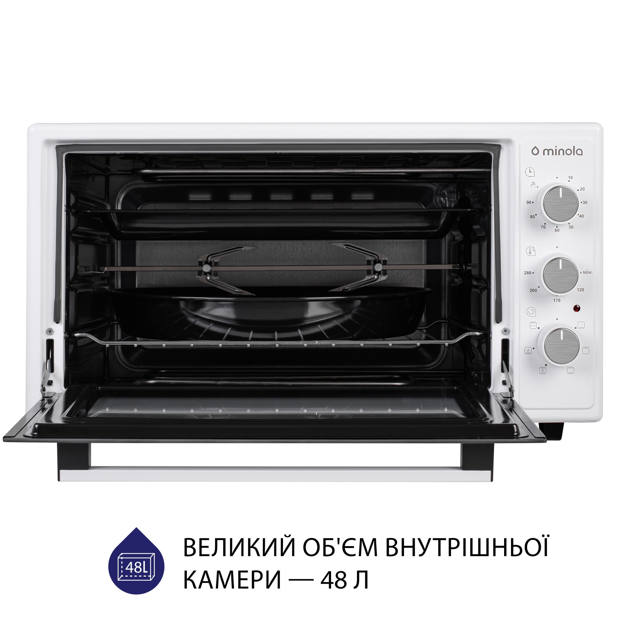 Электрическая печь MINOLA FOET 4815 WH (Цвет Белый) - фото 2 Электрическая печь MINOLA FOET 4815 WH - фото 2