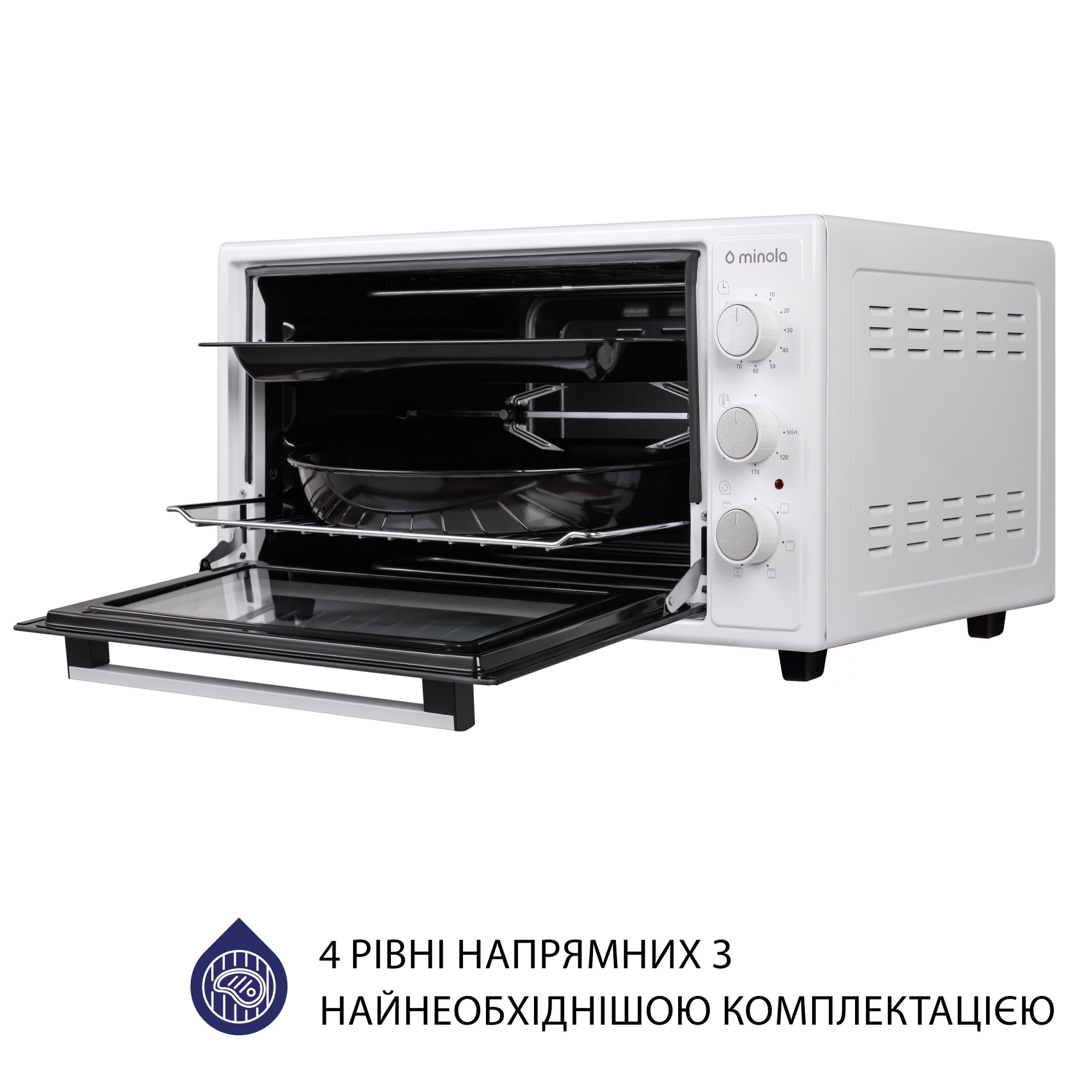 Электрическая печь MINOLA FOET 4815 WH (Цвет Белый) - фото 8 Электрическая печь MINOLA FOET 4815 WH - фото 8
