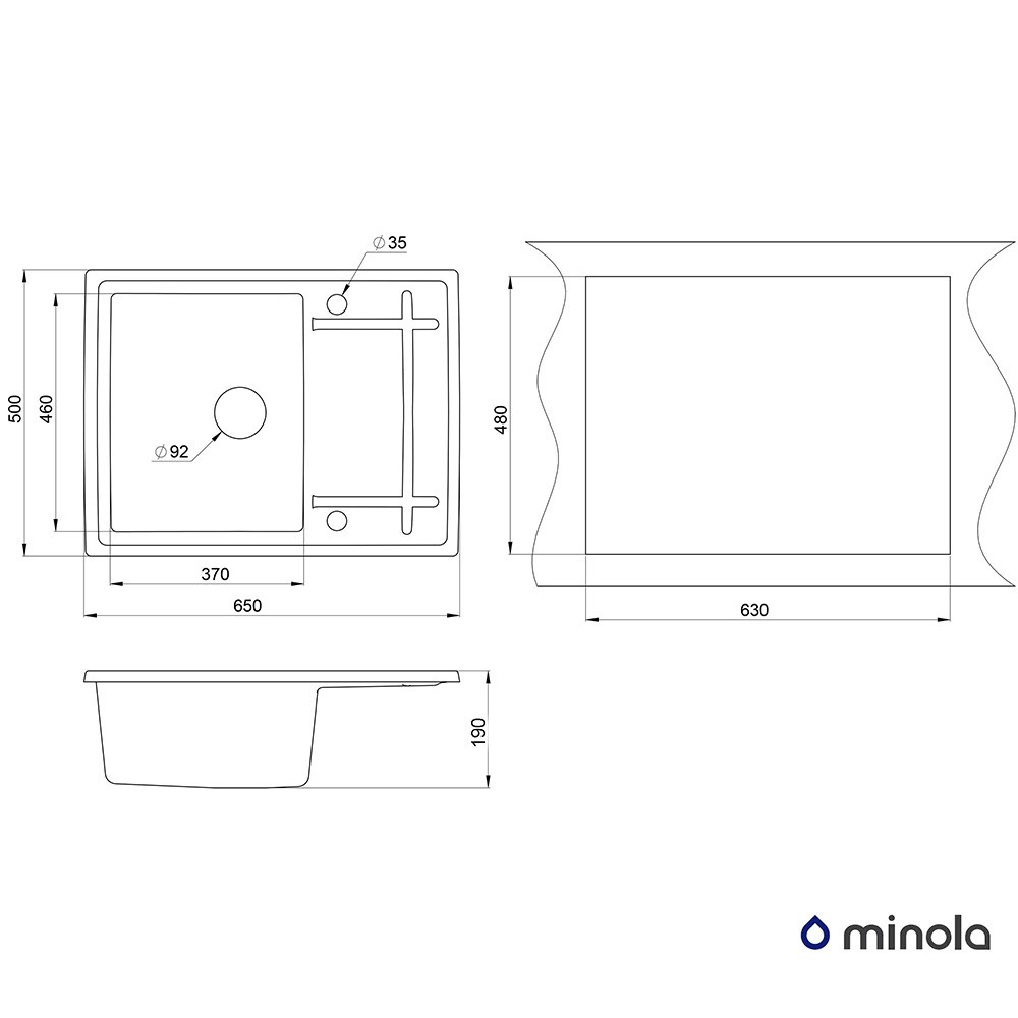 Мойка кухонная гранитная MINOLA MPG 1150-65 Арктик - фото 3