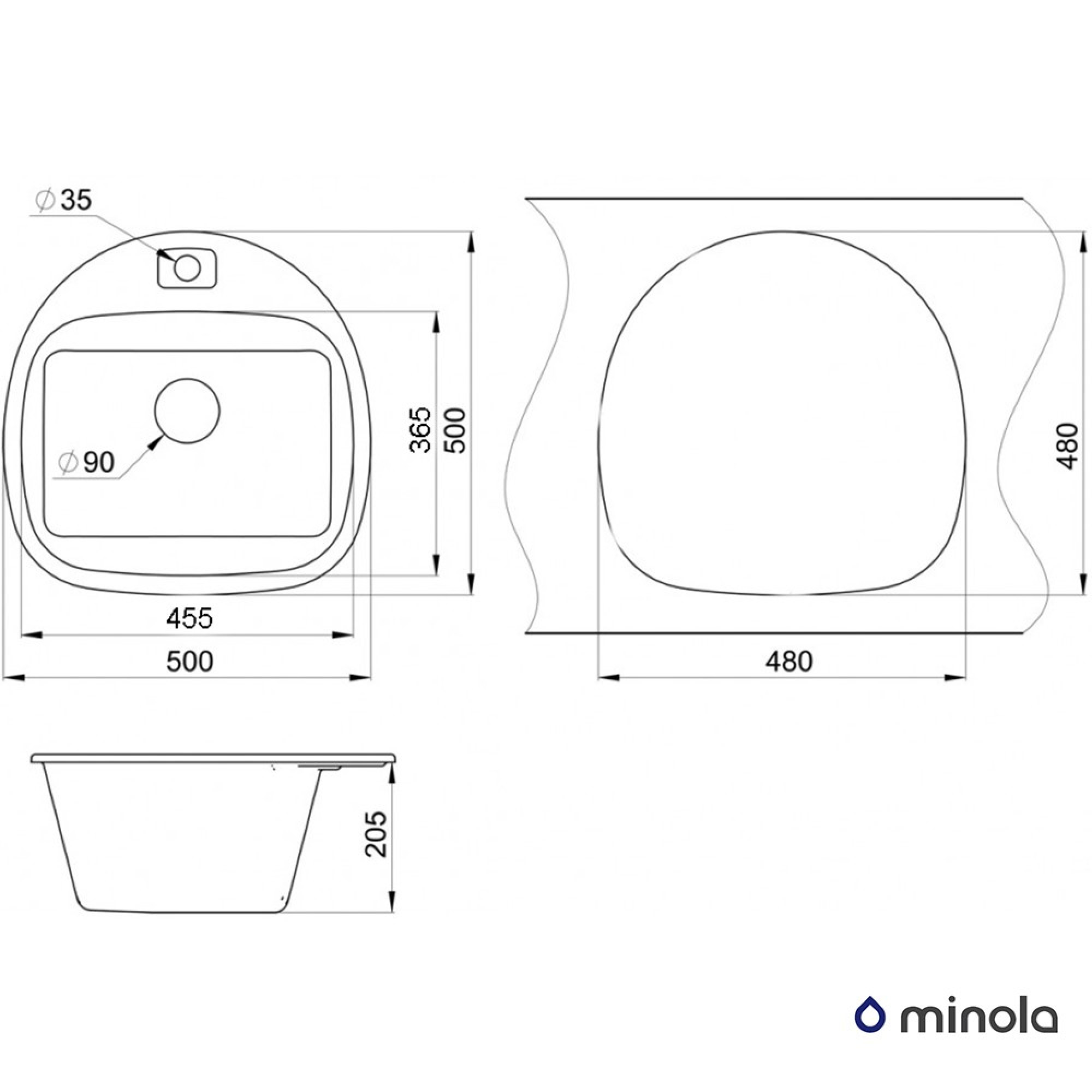 Мойка гранитная кухонная MINOLA MRG 1050-50 Графит - фото 3 Мойка гранитная кухонная MINOLA MRG 1050-50 Графит - фото 3