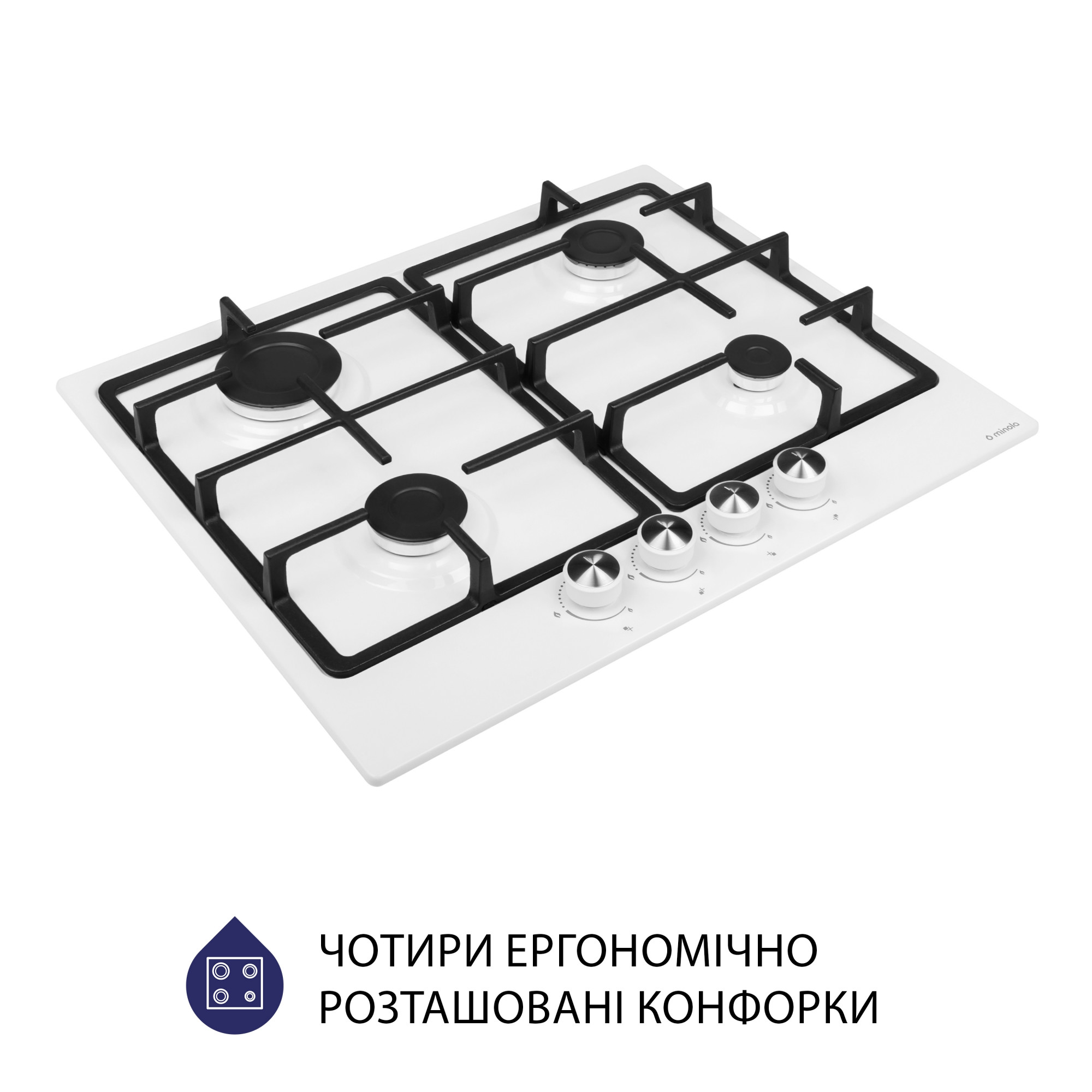 Поверхня газова на металі Minola MGM 614204 WH - фото 3