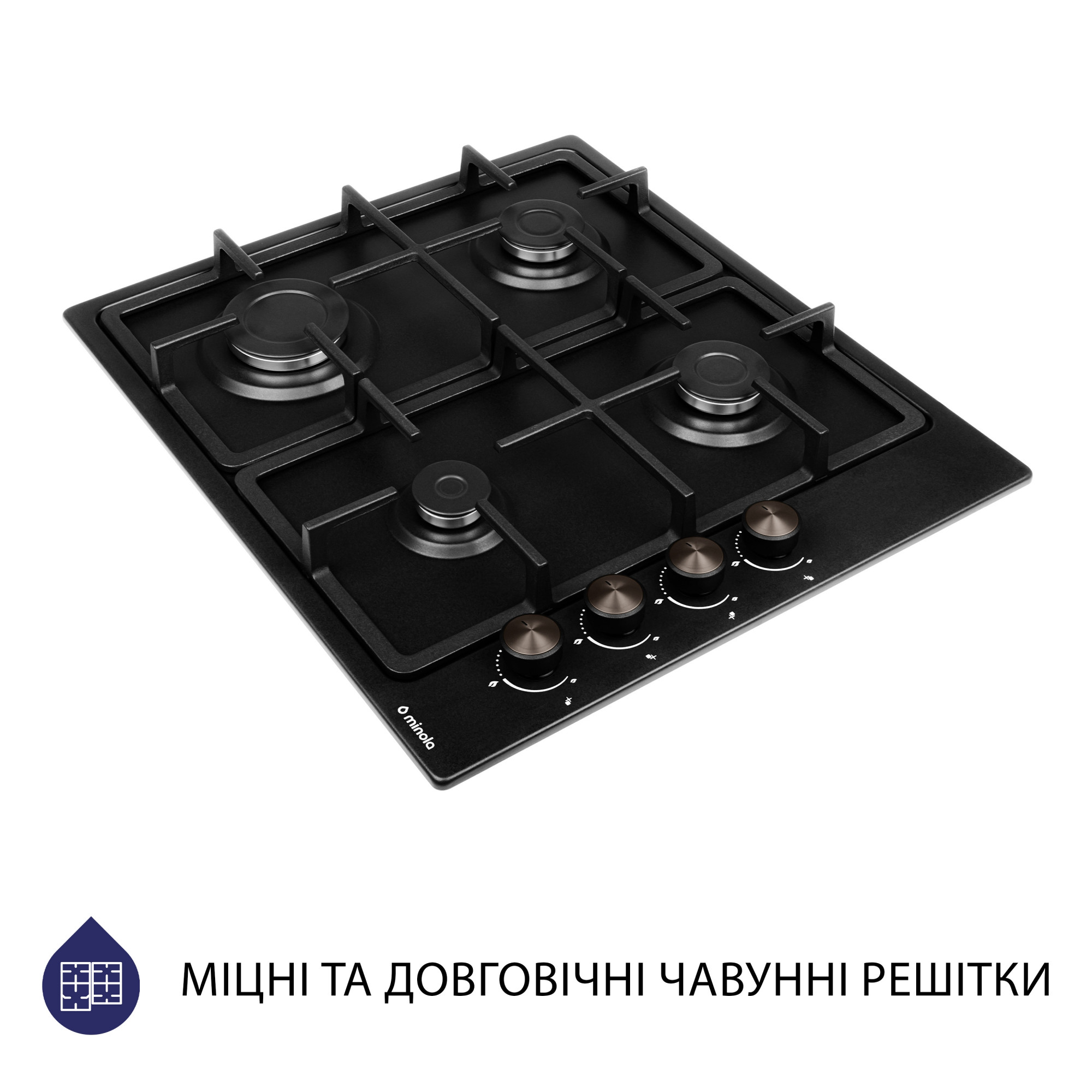 Поверхность газовая на металле MINOLA MGM 615204 BL (Цвет Черный) - фото 4 Поверхность газовая на металле MINOLA MGM 615204 BL - фото 4