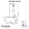 Вытяжка декоративная наклонная MINOLA HDN 6202 BL/INOX 700 LED (Польша)- № 13