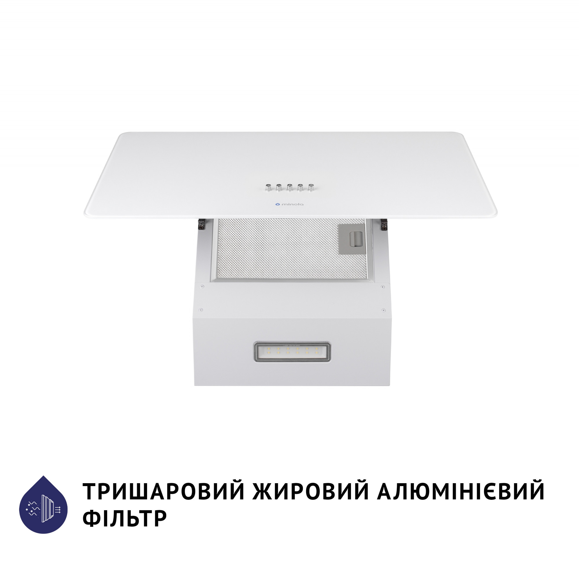 Витяжка декоративна похила Minola HDN 6224 WH 700 LED - фото 6