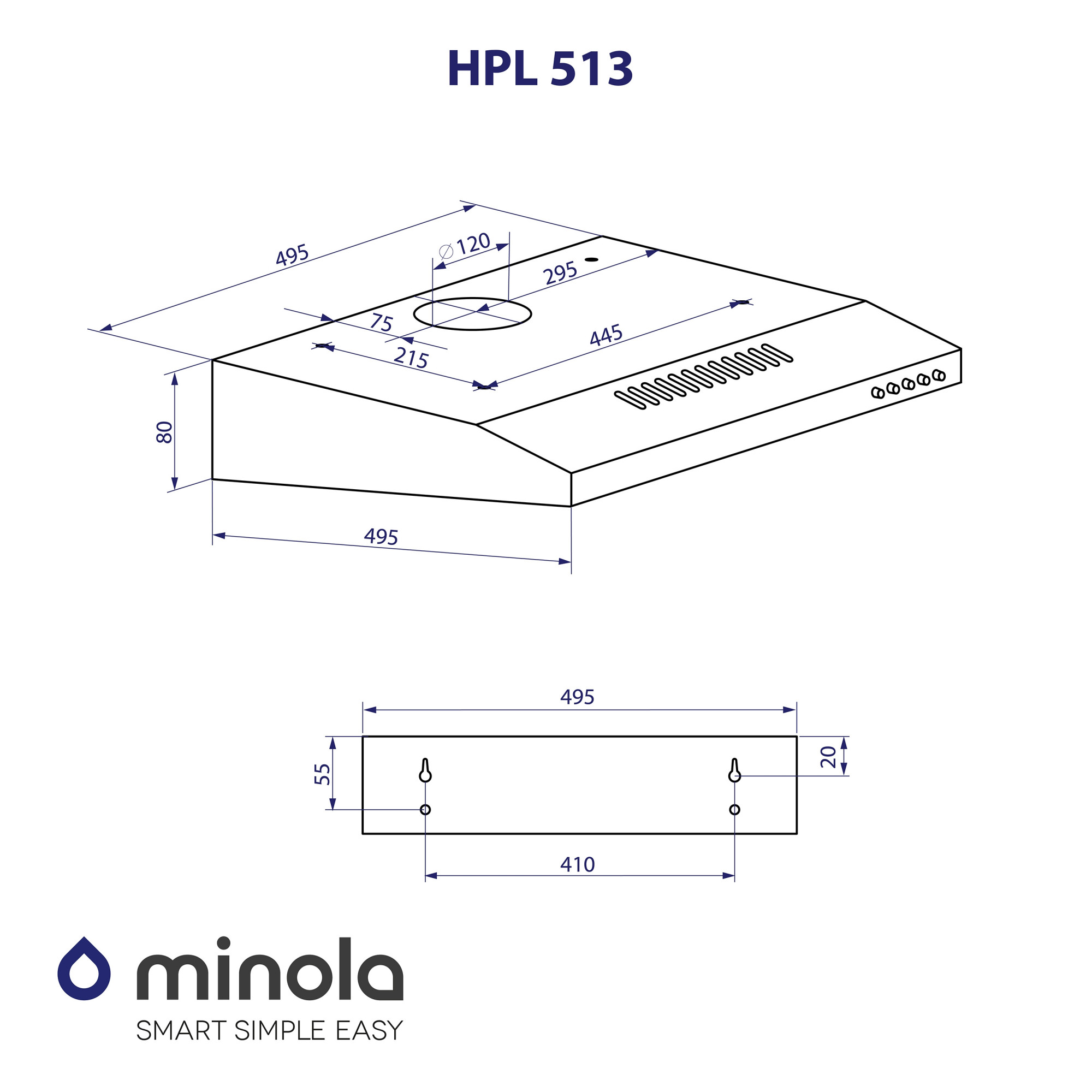 Вытяжка плоская MINOLA HPL 513 I (Цвет Нержавеющая сталь) - фото 11 Вытяжка плоская MINOLA HPL 513 I - фото 11