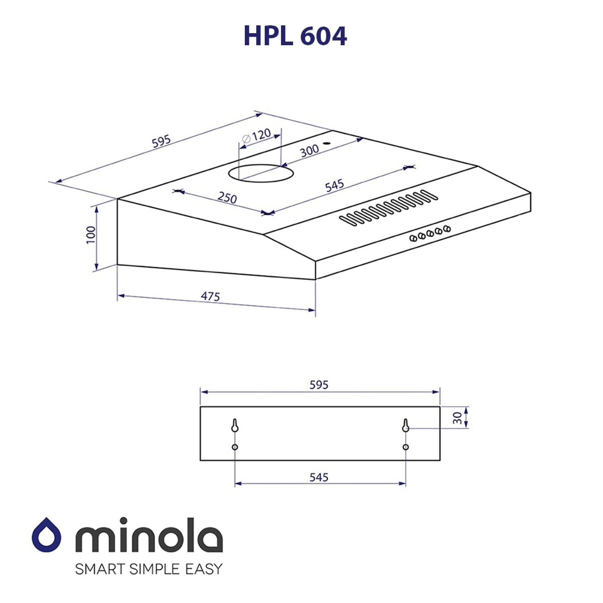 Вытяжка плоская MINOLA HPL 604 BL - фото 9