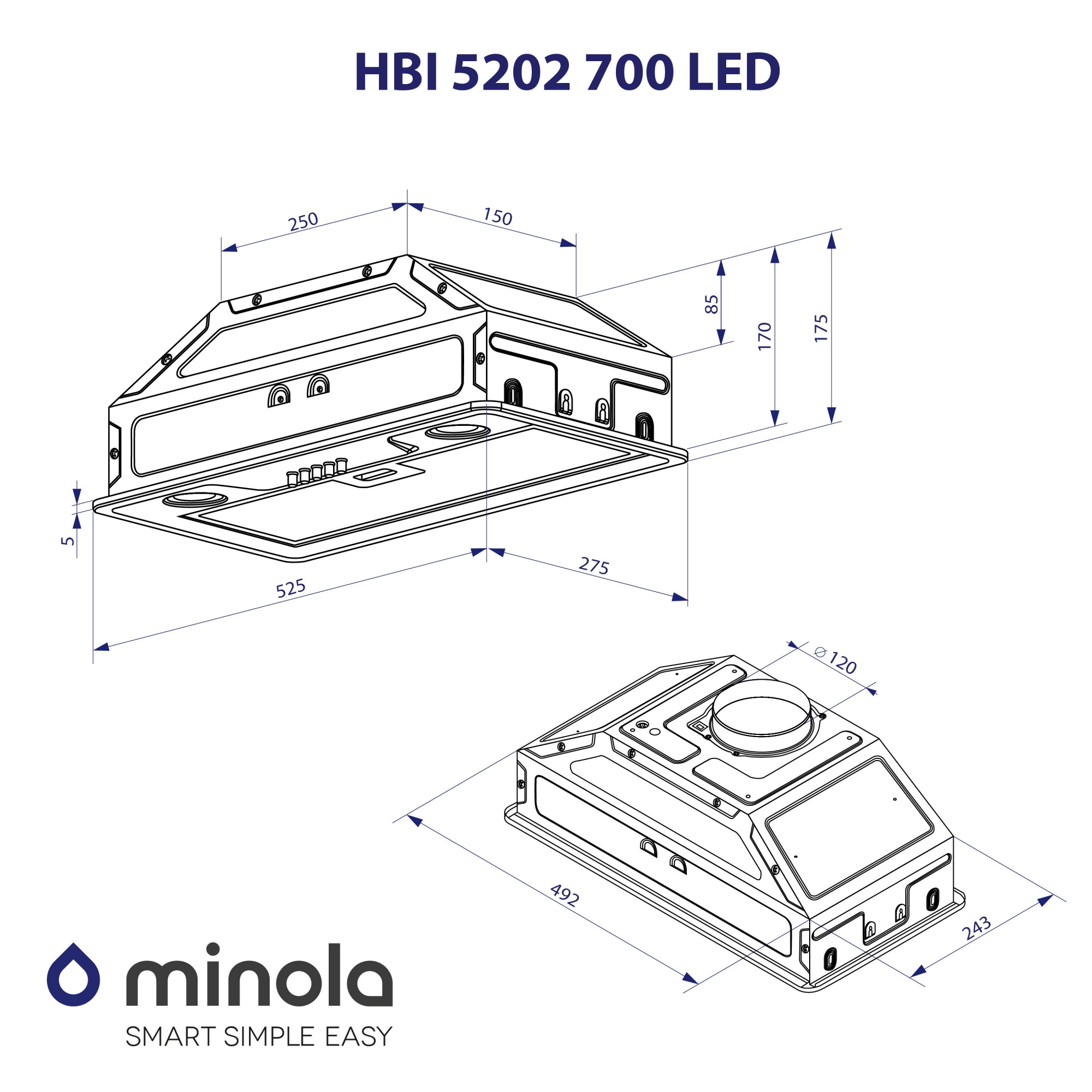 Вытяжка полновстраиваемая MINOLA HBI 5202 GR 700 LED - фото 10