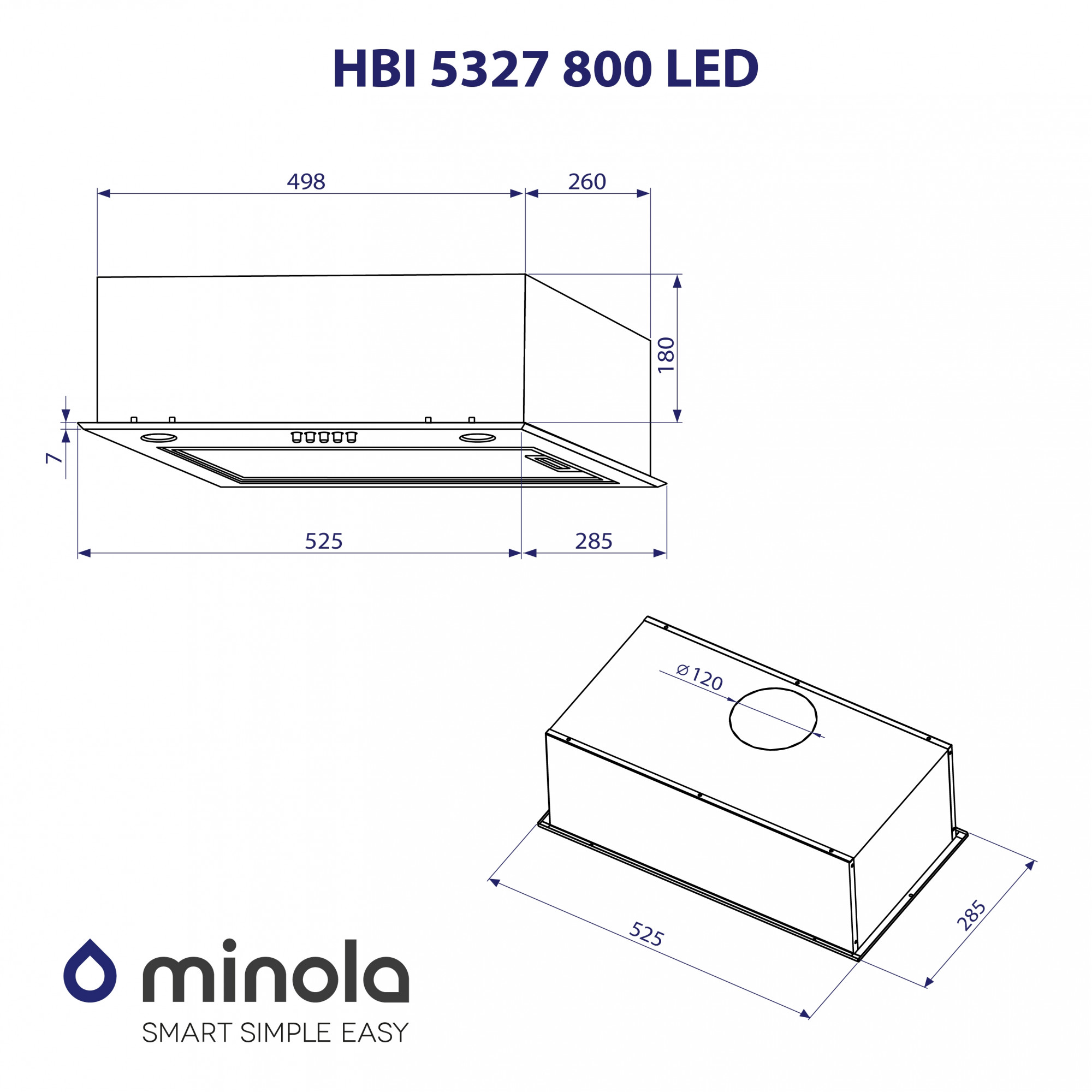 Вытяжка полновстраиваемая MINOLA HBI 5327 IV 800 LED - фото 10