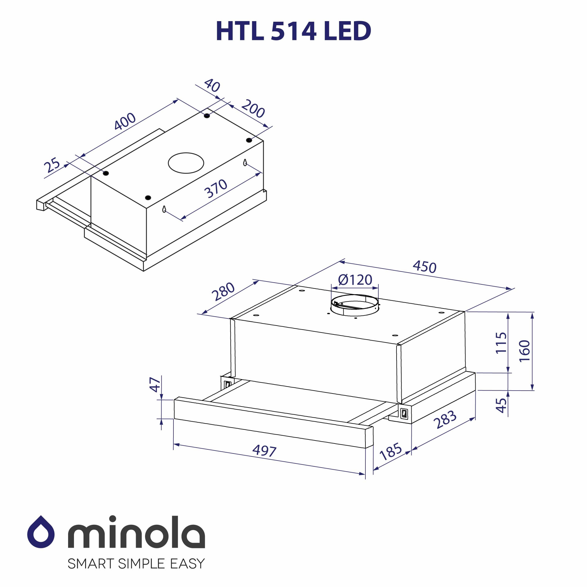 Вытяжка телескопическая MINOLA HTL 514 WH LED - фото 10