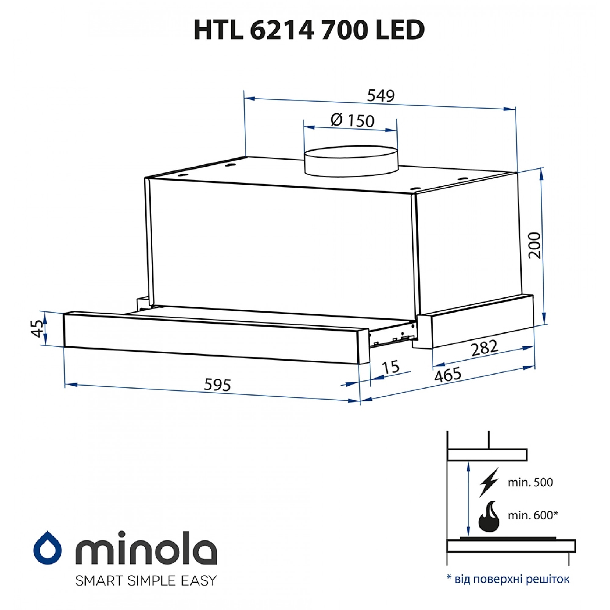 Вытяжка телескопическая MINOLA HTL 6214 BL 700 LED - фото 16
