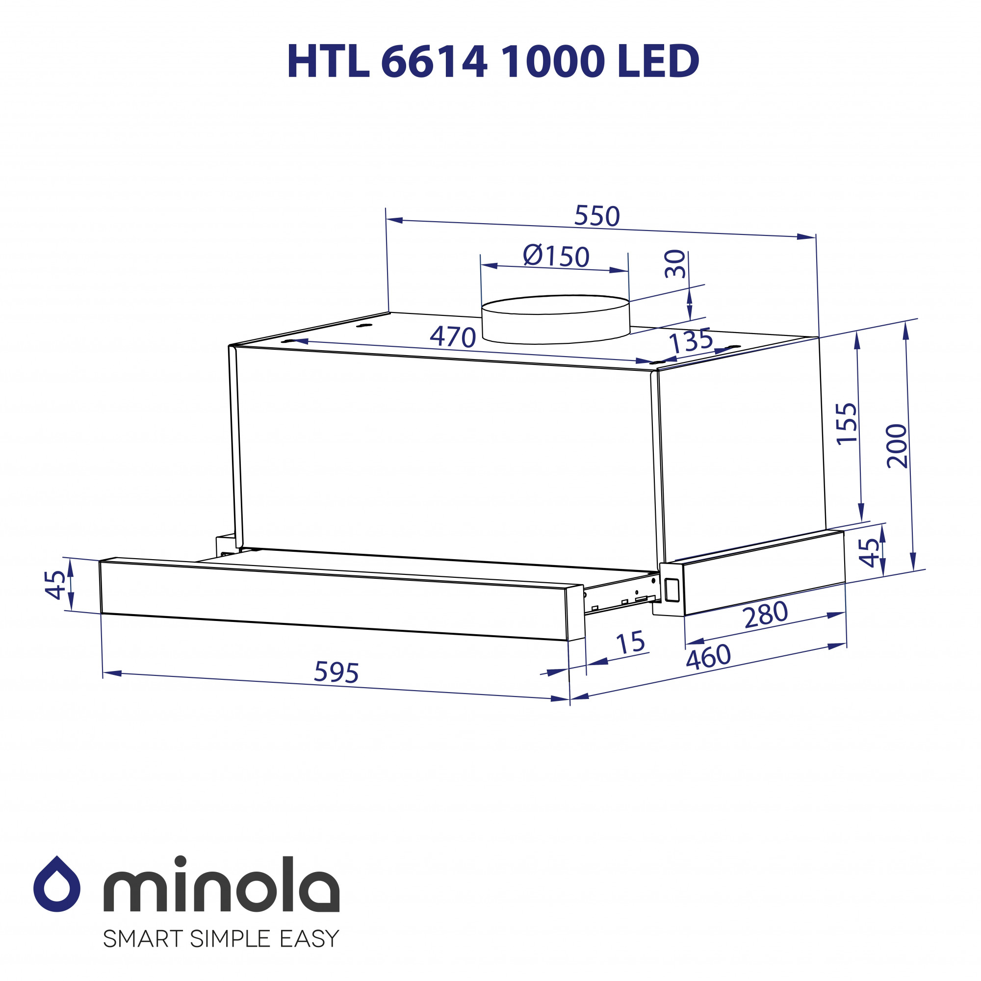 Вытяжка телескопическая MINOLA HTL 6614 BLF 1000 LED - фото 12