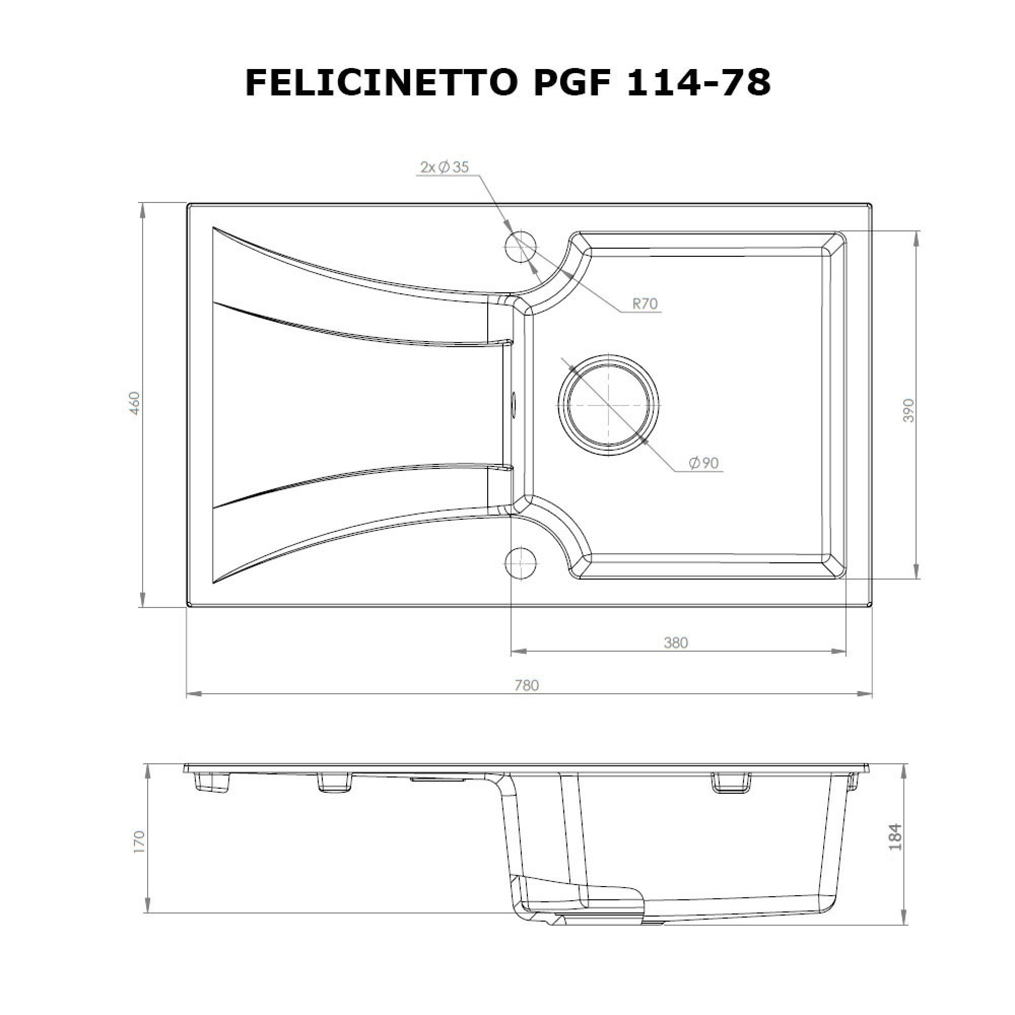 Мойка кухонная гранитная PERFELLI FELICINETTO PGF 114-78 LIGHT BEIGE - фото 5