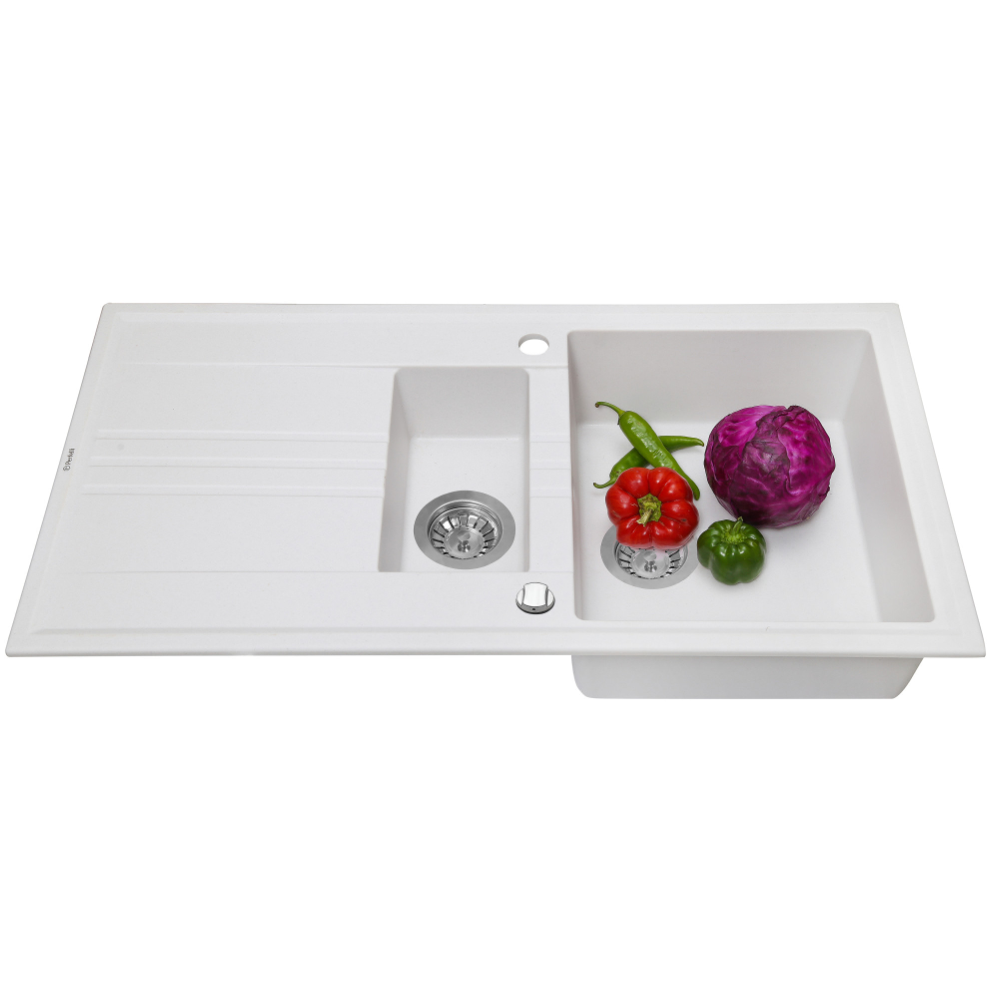 Мийка кухонна гранітна  PERFELLI SANTINO PGS 516-96 WHITE - фото 3