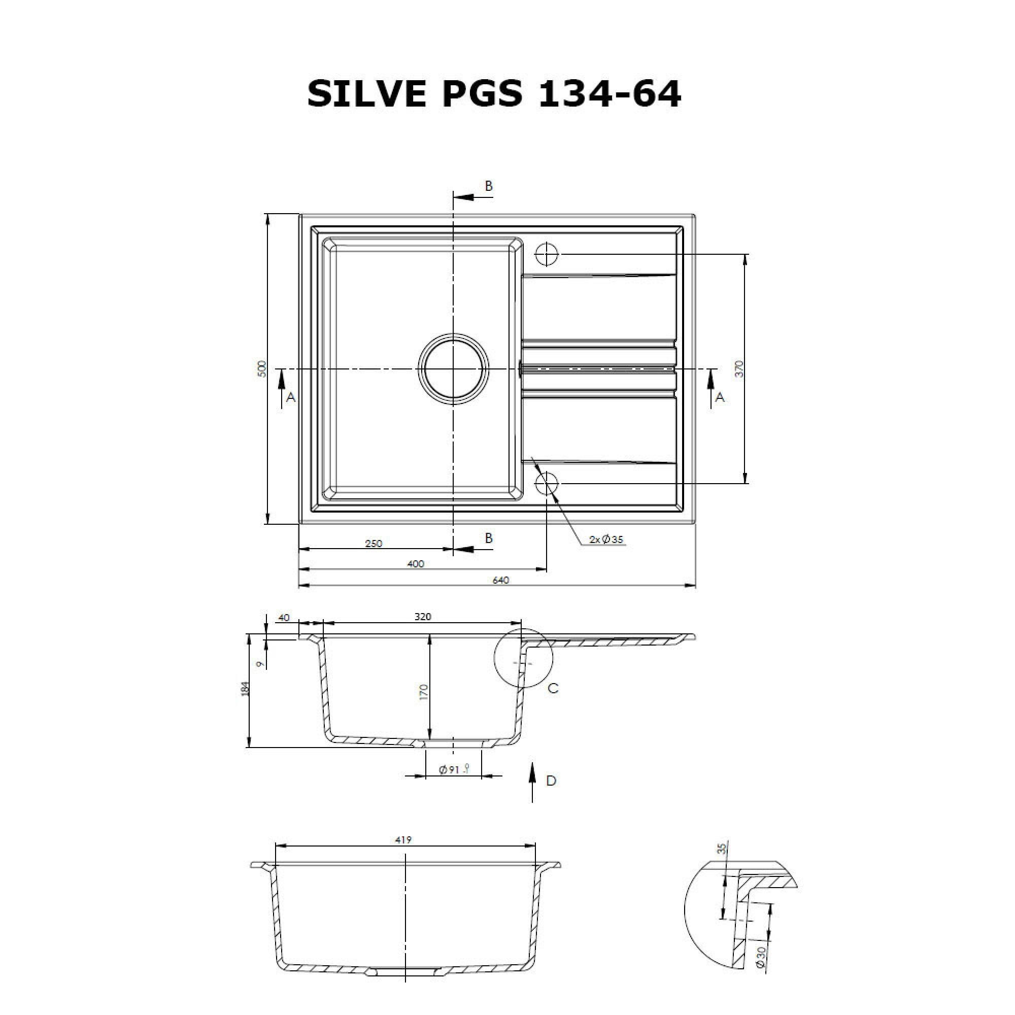 Мойка кухонная гранитная PERFELLI SILVE PGS 134-64 WHITE - фото 5
