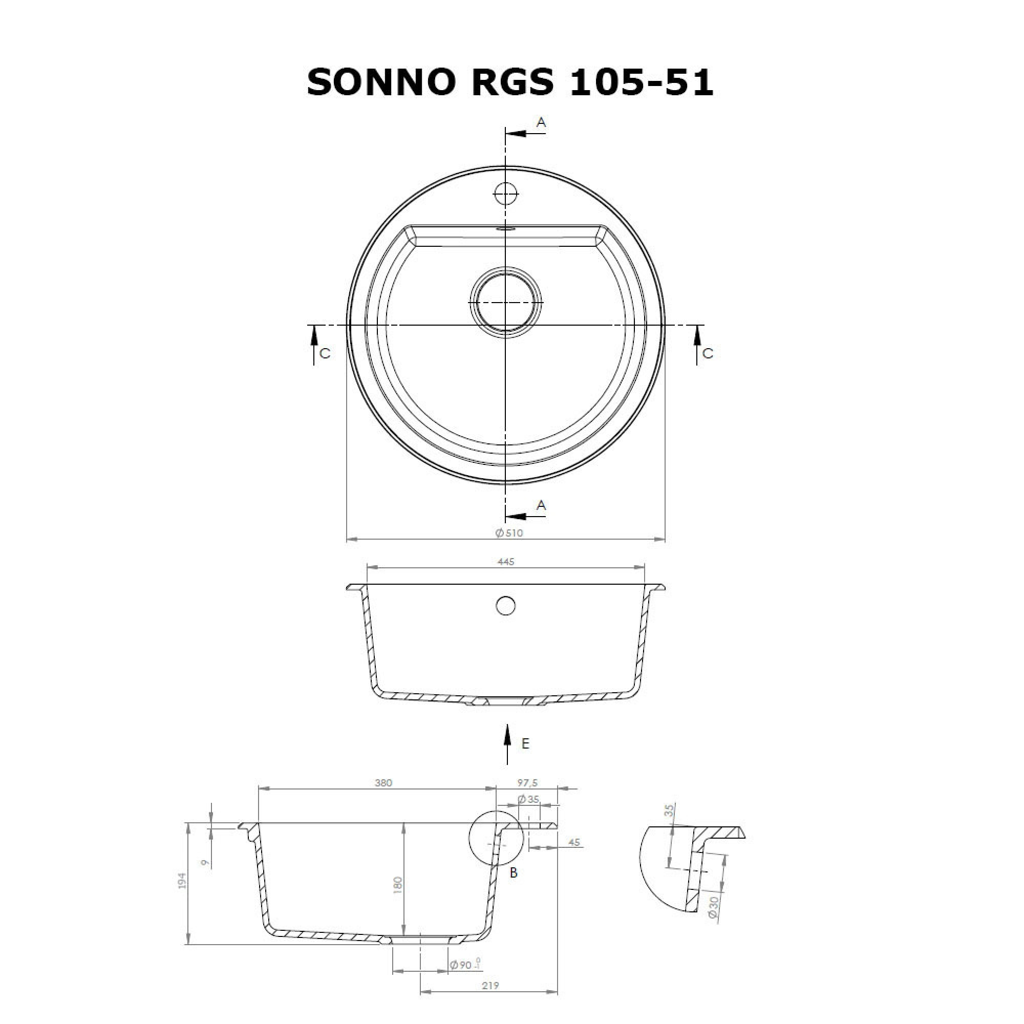 Мойка кухонная гранитная PERFELLI SONNO RGS 105-51 SAND - фото 5