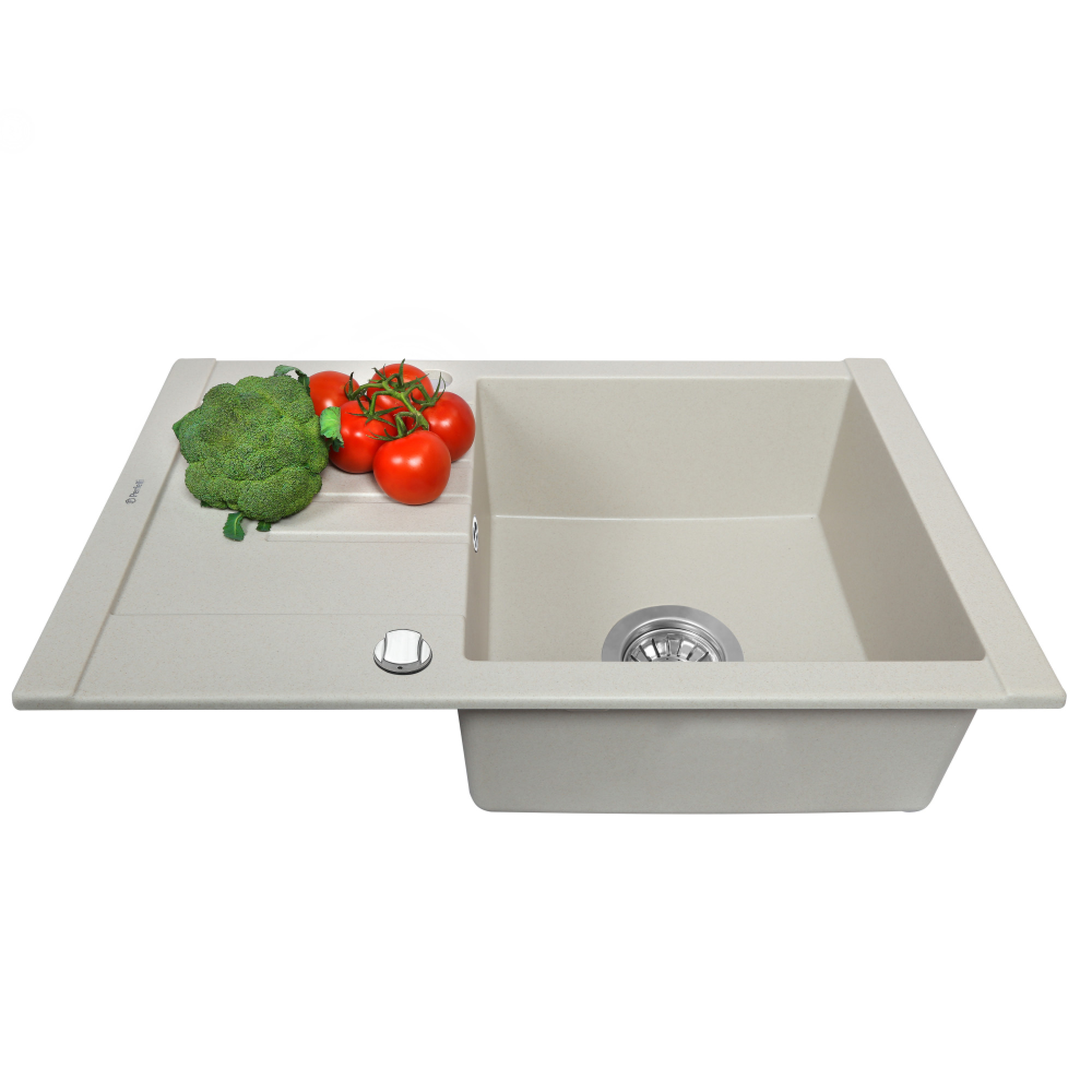Мойка гранитная кухонная PERFELLI TINO PGT 134-66 LIGHT BEIGE - фото 3