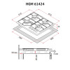 Поверхность газовая на металле PERFELLI HGM 61424 WH (Цвет Белый) - № 11 Поверхность газовая на металле PERFELLI HGM 61424 WH (Италия)- № 11