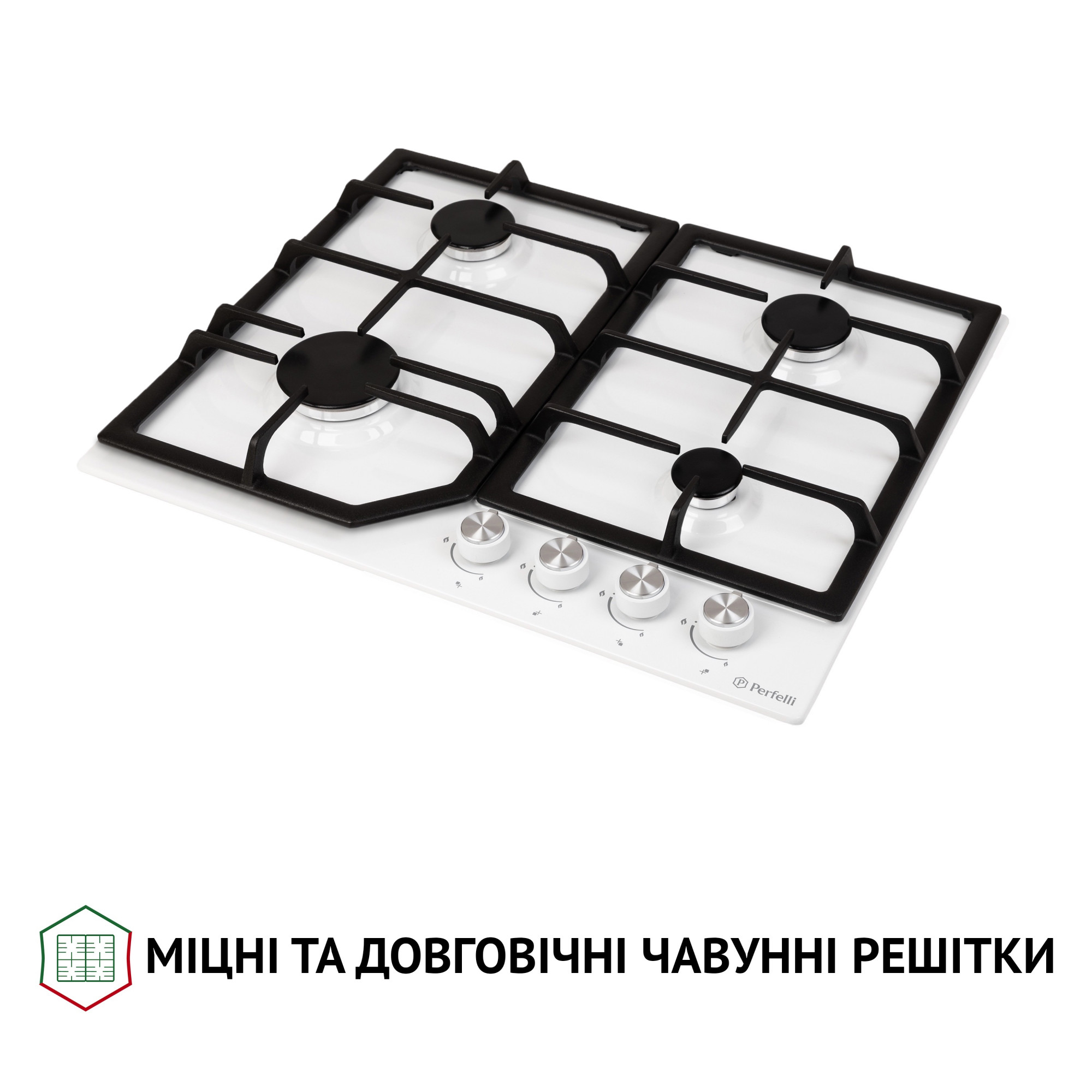 Поверхность газовая на металле PERFELLI HGM 61424 WH (Цвет Белый) - фото 4 Поверхность газовая на металле PERFELLI HGM 61424 WH - фото 4