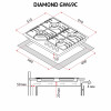 Поверхня газова на склі Perfelli DIAMOND GW69C BIANCO (Італія)- № 14