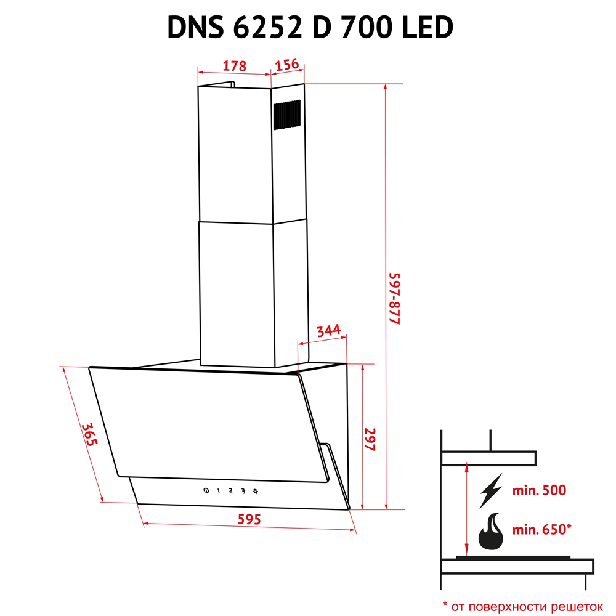 Вытяжка декоративная наклонная PERFELLI DNS 6252 D 700 SG LED - фото 17