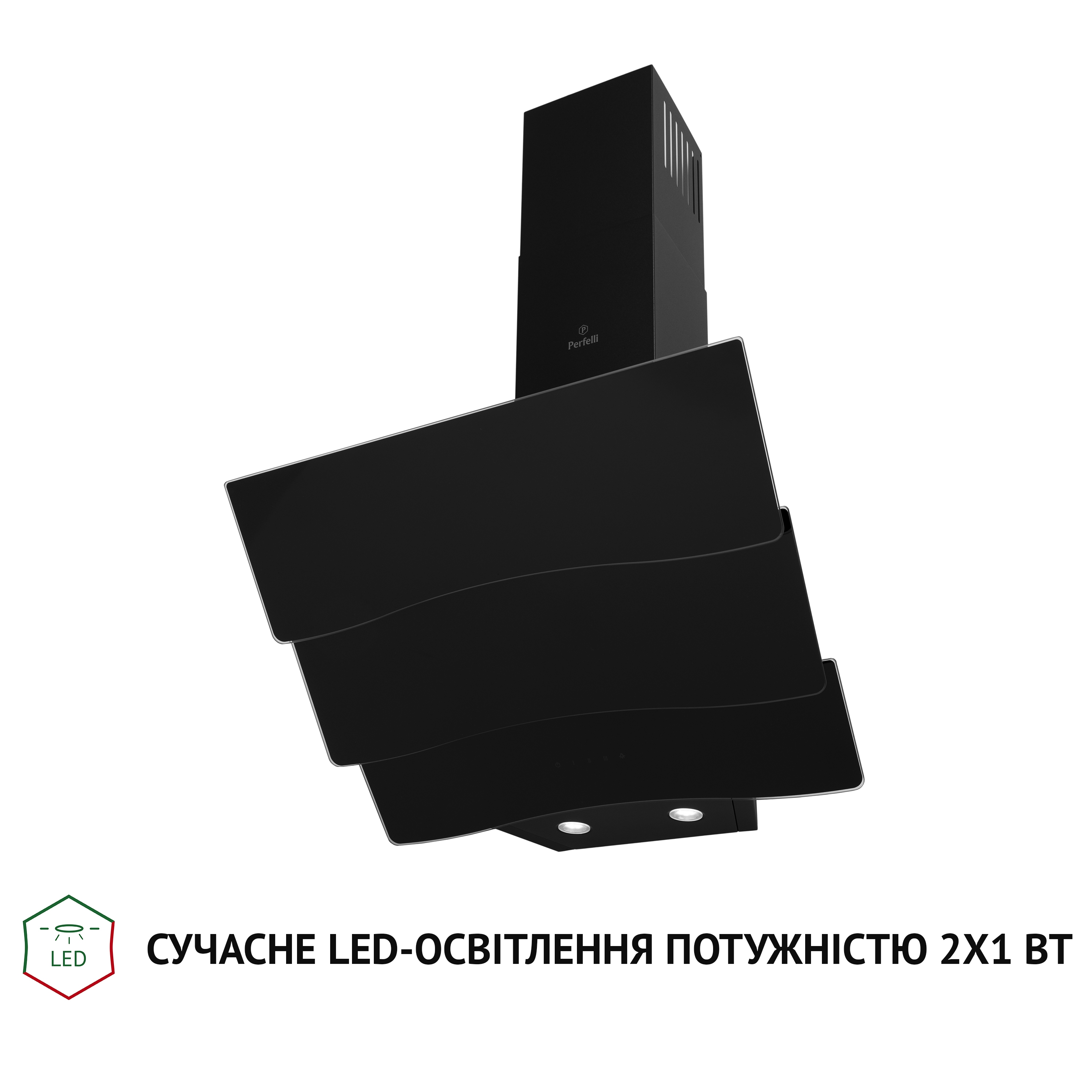 Витяжка декоративна похила Perfelli DNS 6482 D 850 BL LED - фото 3