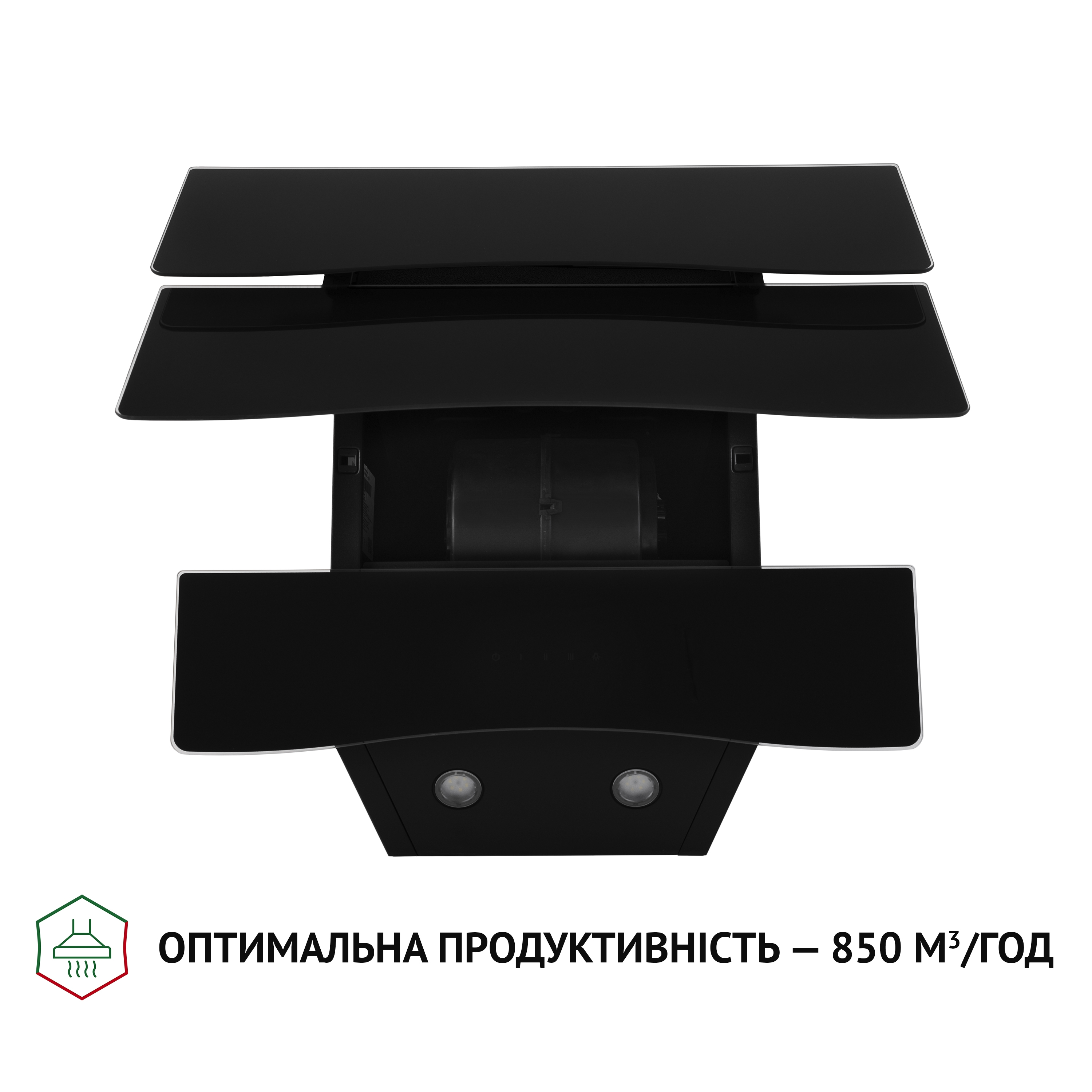 Витяжка декоративна похила Perfelli DNS 6482 D 850 BL LED - фото 6