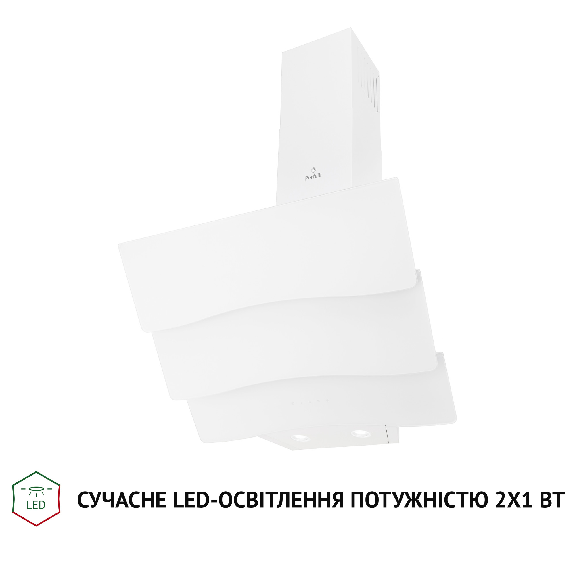 Витяжка декоративна похила PERFELLI DNS 6482 D 850 WH LED - фото 3