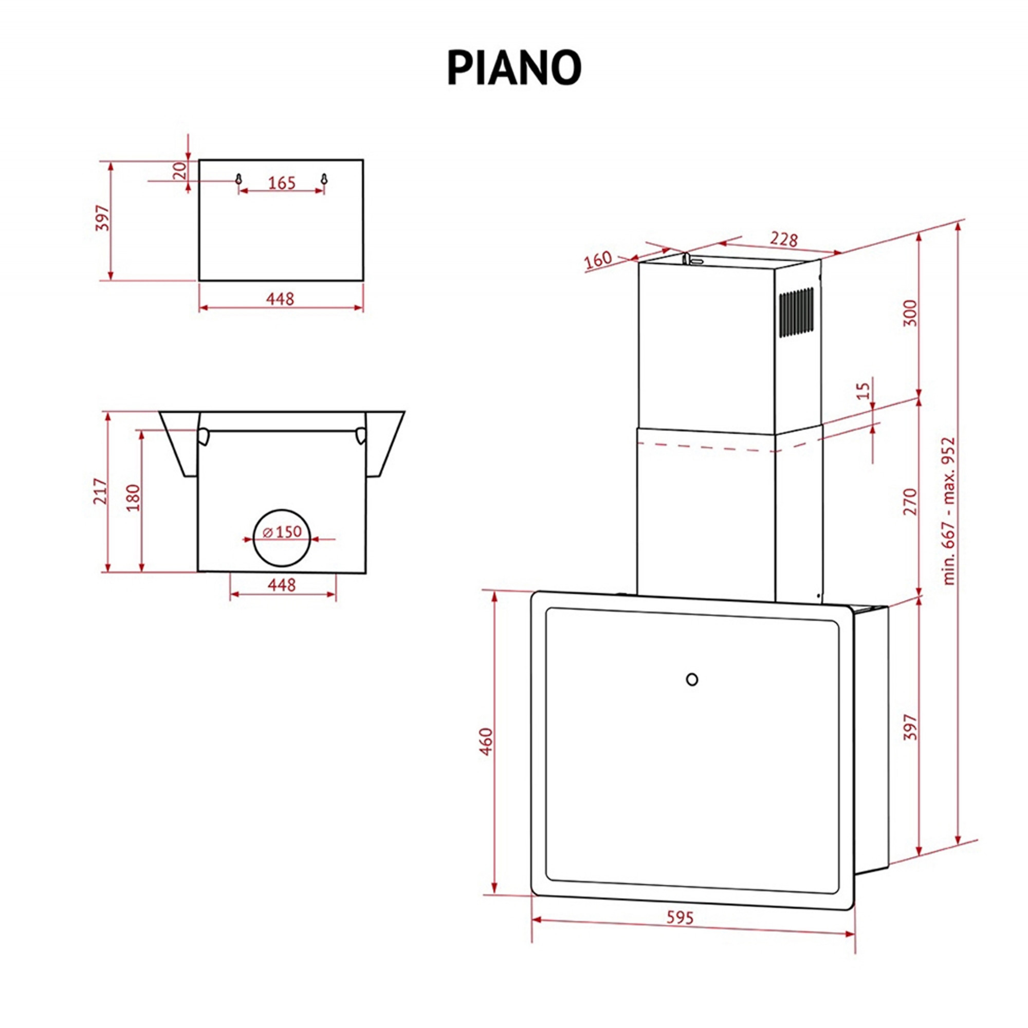 Вытяжка декоративная наклонная PERFELLI PIANO BIANCA (Цвет Белый) - фото 15 Вытяжка декоративная наклонная PERFELLI PIANO BIANCA - фото 15