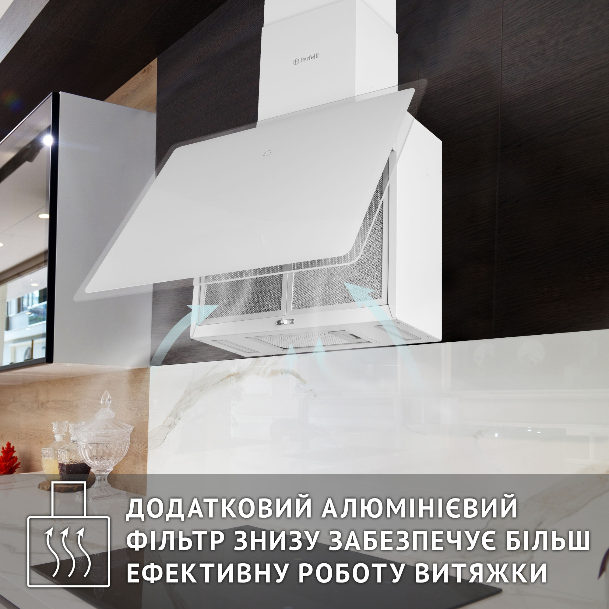 Вытяжка декоративная наклонная PERFELLI RIVA BIANCA - фото 7