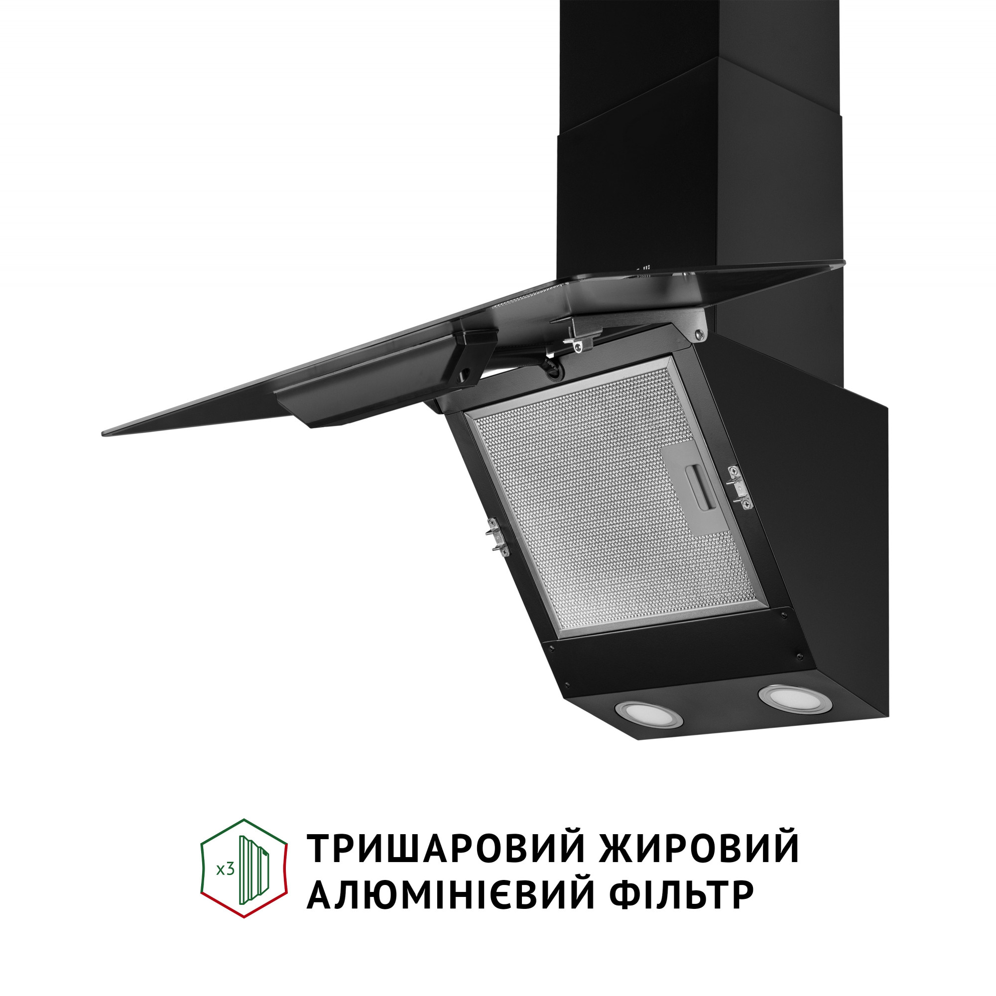 Вытяжка декоративная наклонная PERFELLI VICCO 5HSR NERO - фото 5
