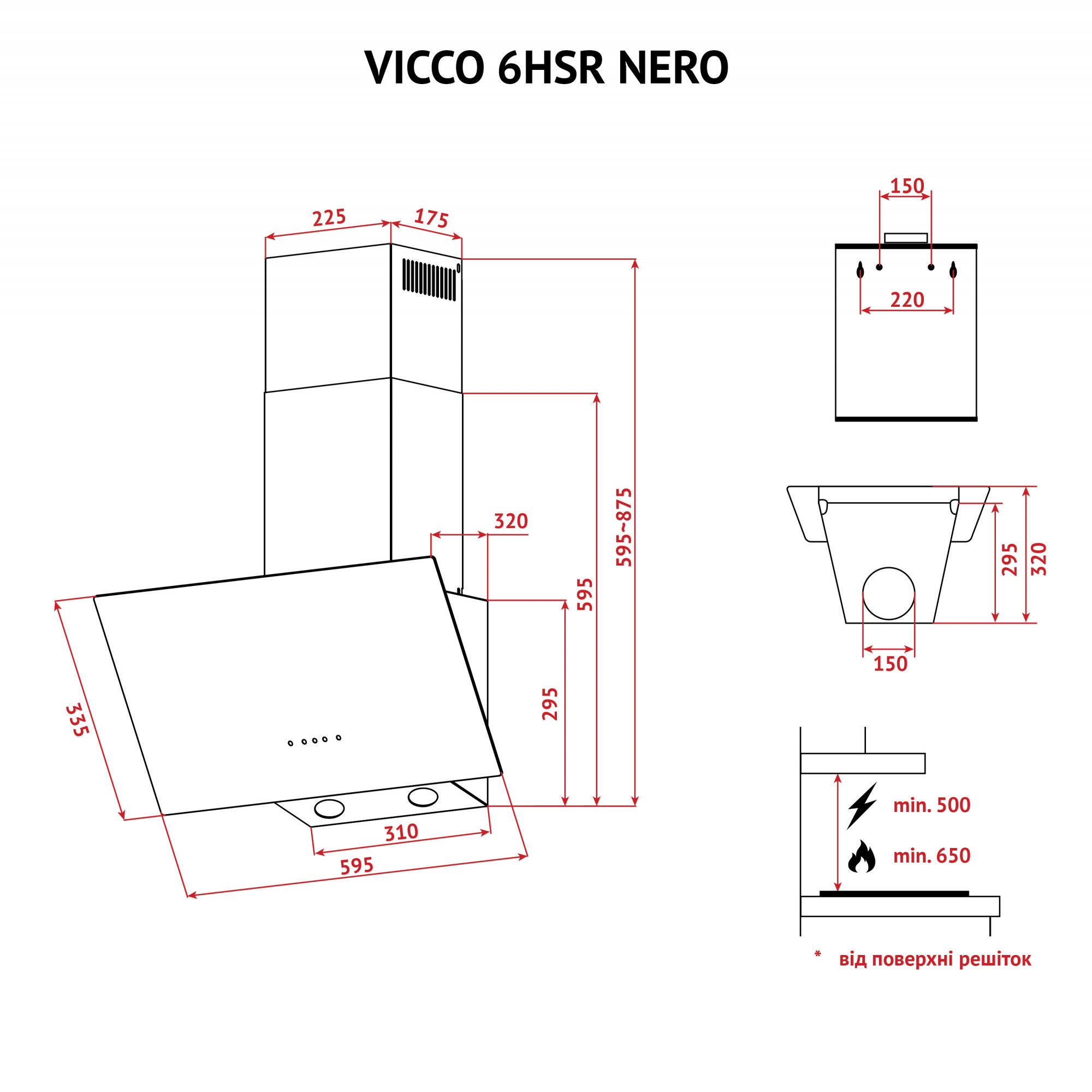 Вытяжка декоративная наклонная PERFELLI VICCO 6HSR NERO - фото 11