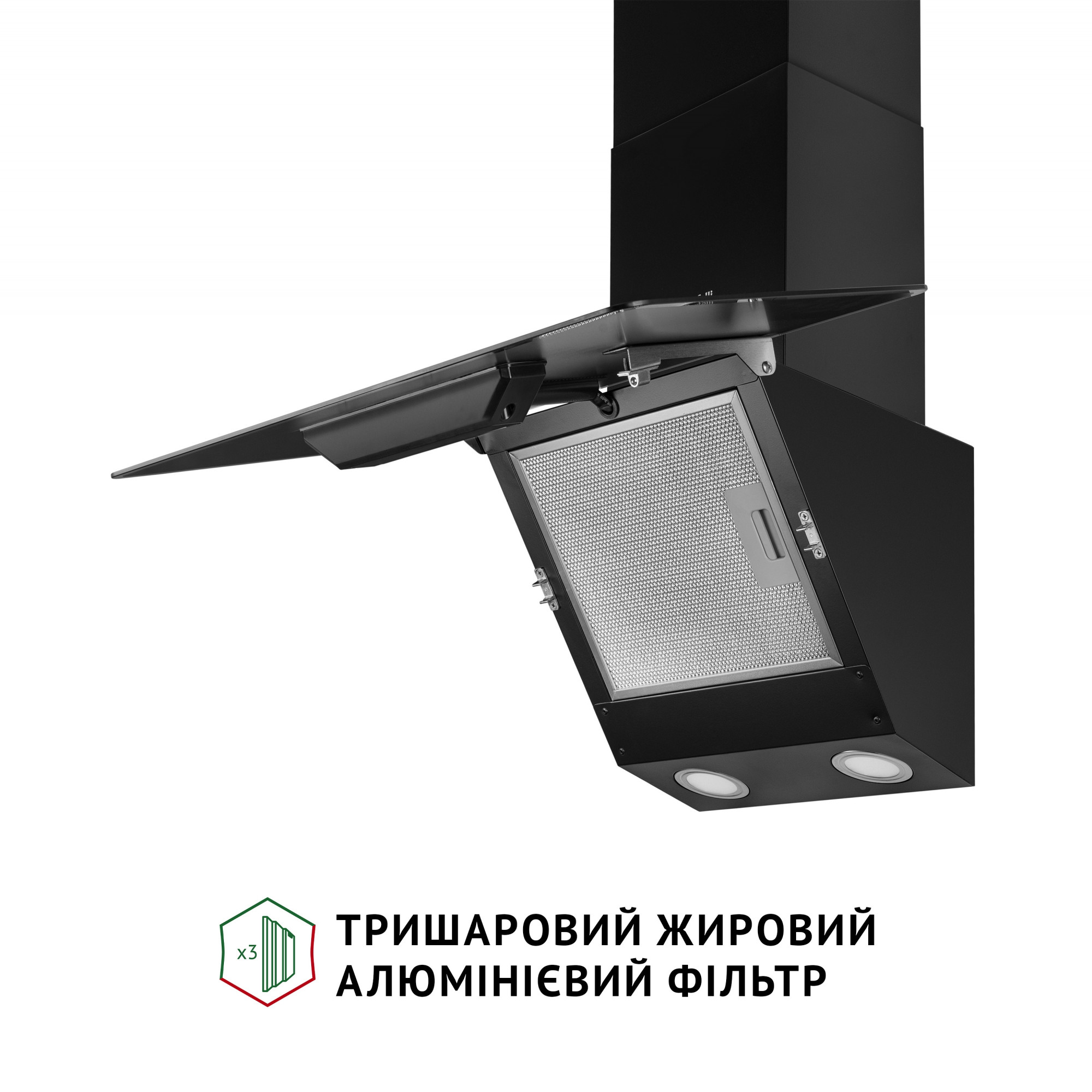 Вытяжка декоративная наклонная PERFELLI VICCO 6HSR NERO - фото 5
