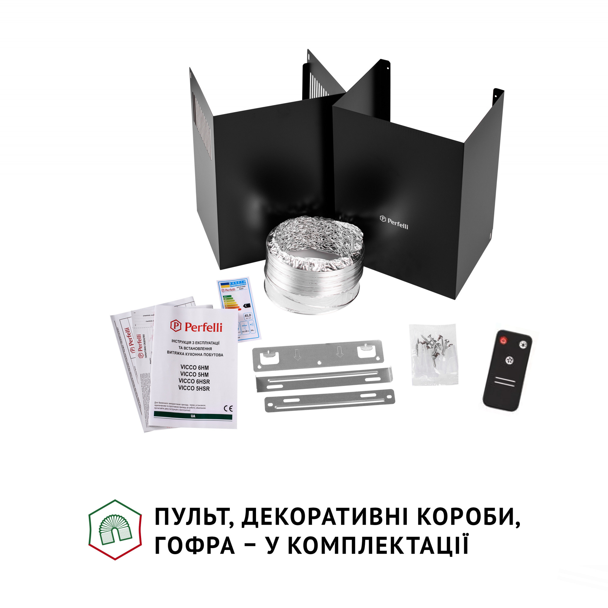 Вытяжка декоративная наклонная PERFELLI VICCO 6HSR NERO - фото 9