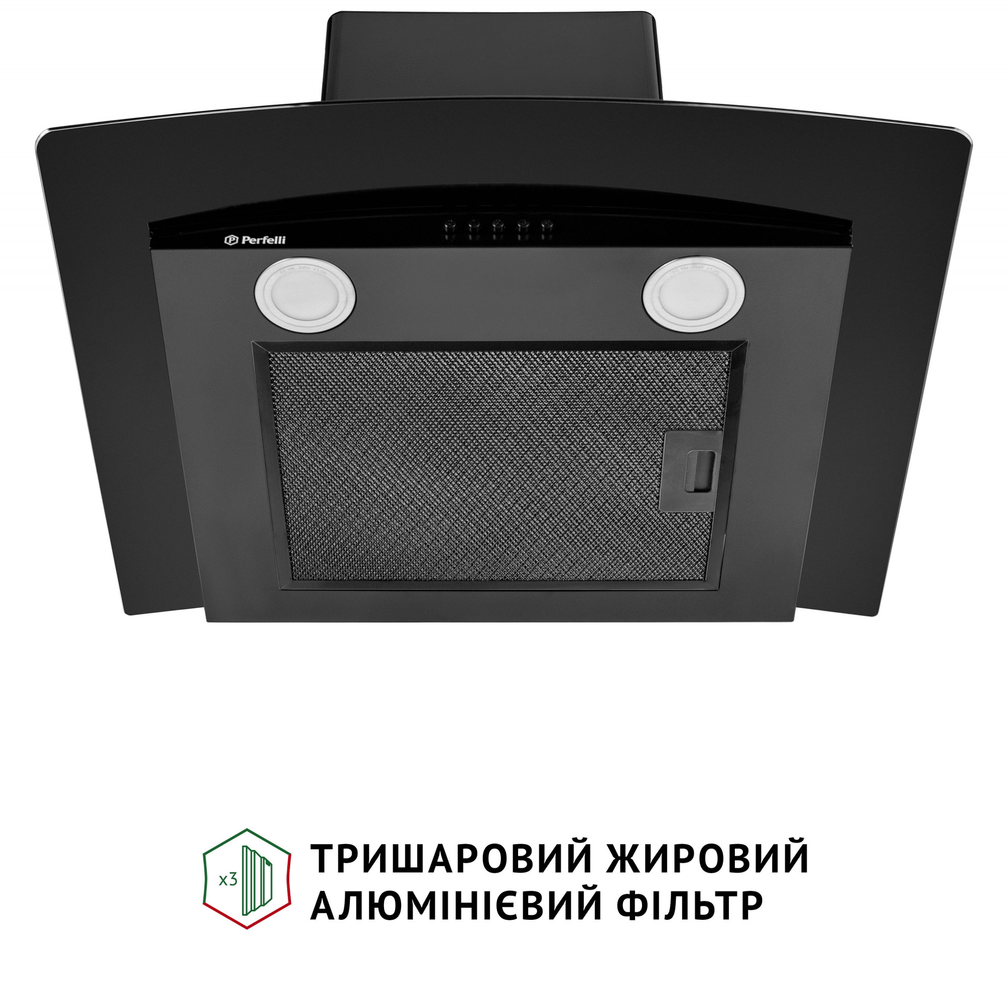 Витяжка декоративна зі склом Perfelli GRASSI 6HMB NERO - фото 8