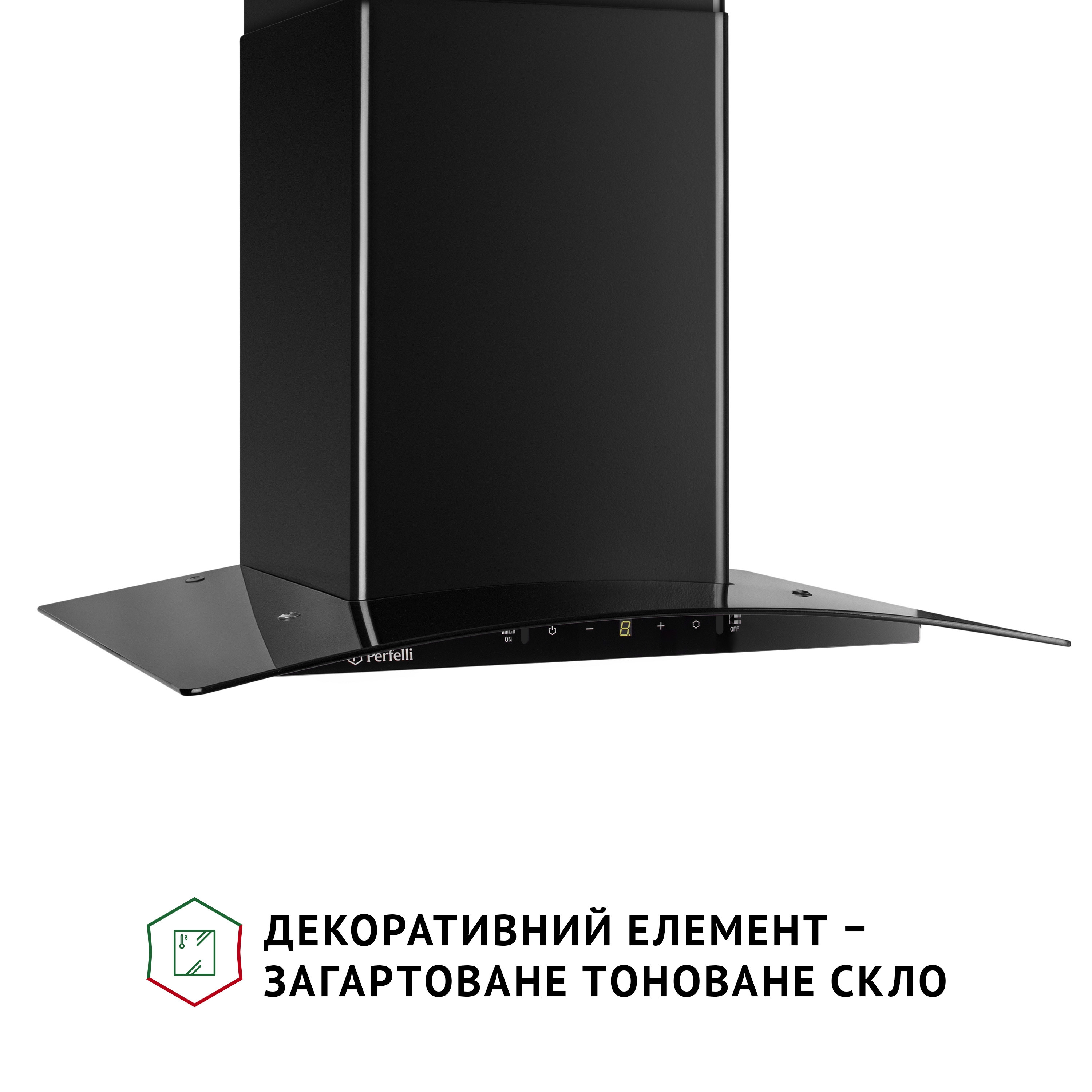 Витяжка декоративна зі склом Perfelli GRASSI 6PWB NERO - фото 3