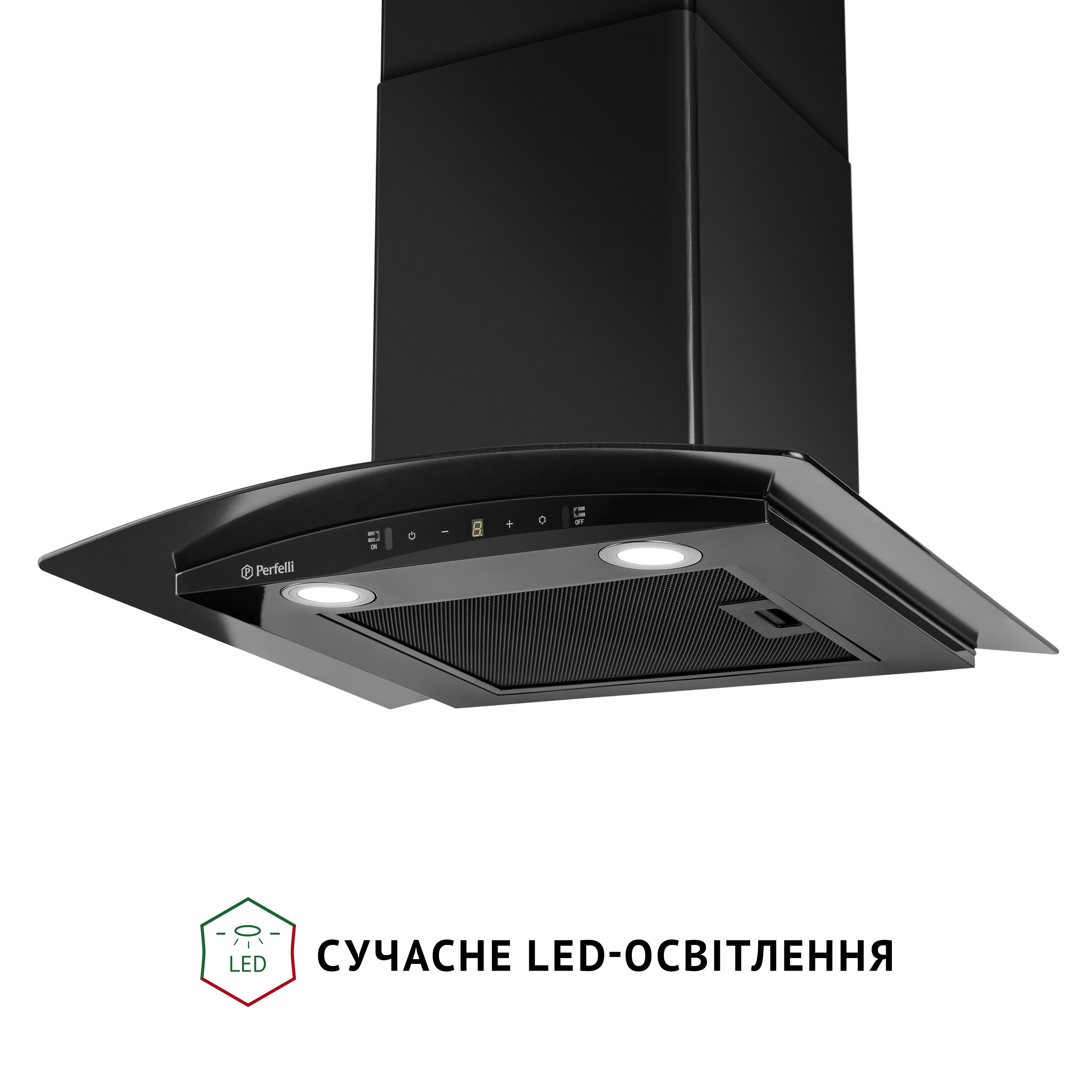 Витяжка декоративна зі склом Perfelli GRASSI 6PWB NERO - фото 4