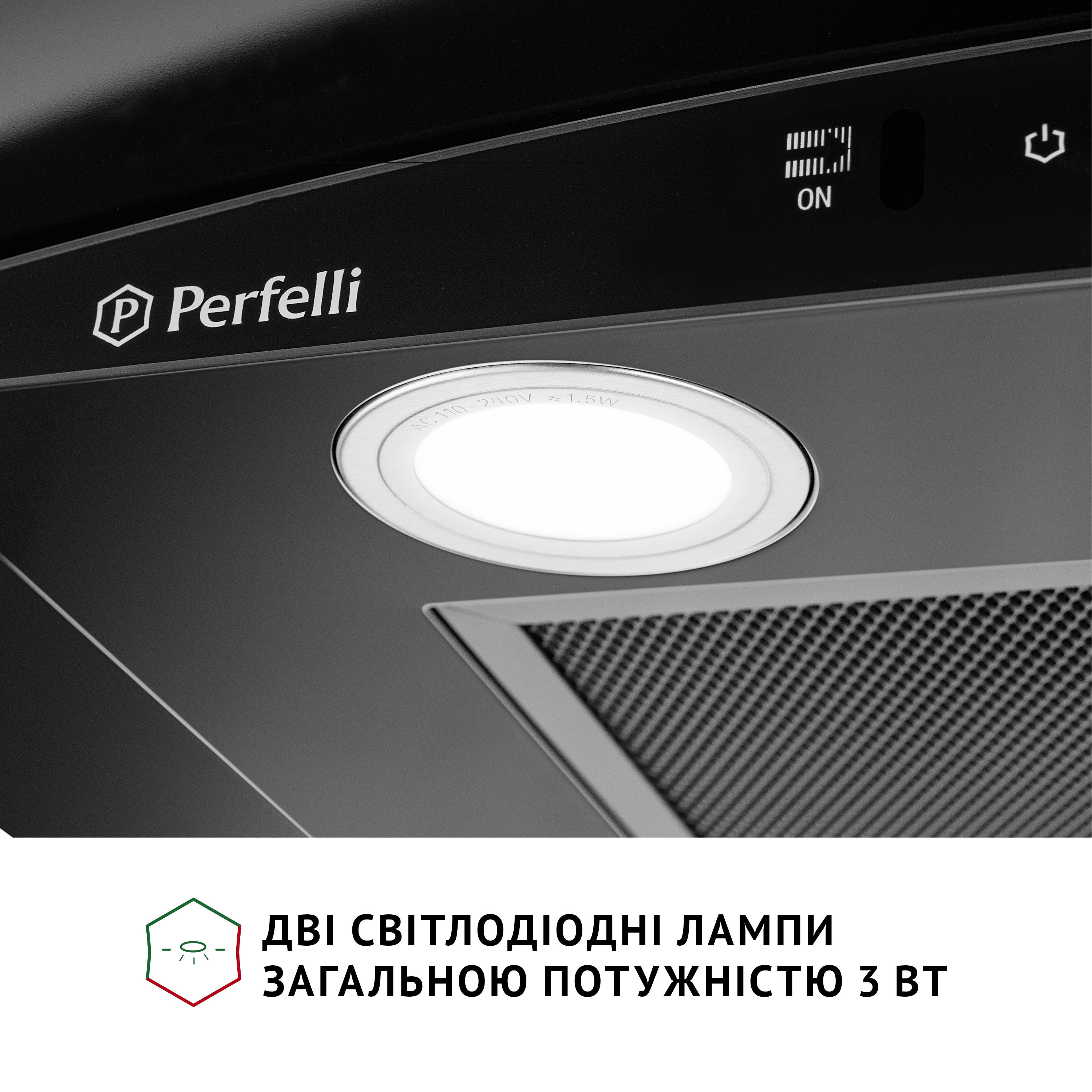 Витяжка декоративна зі склом Perfelli GRASSI 6PWB NERO - фото 5