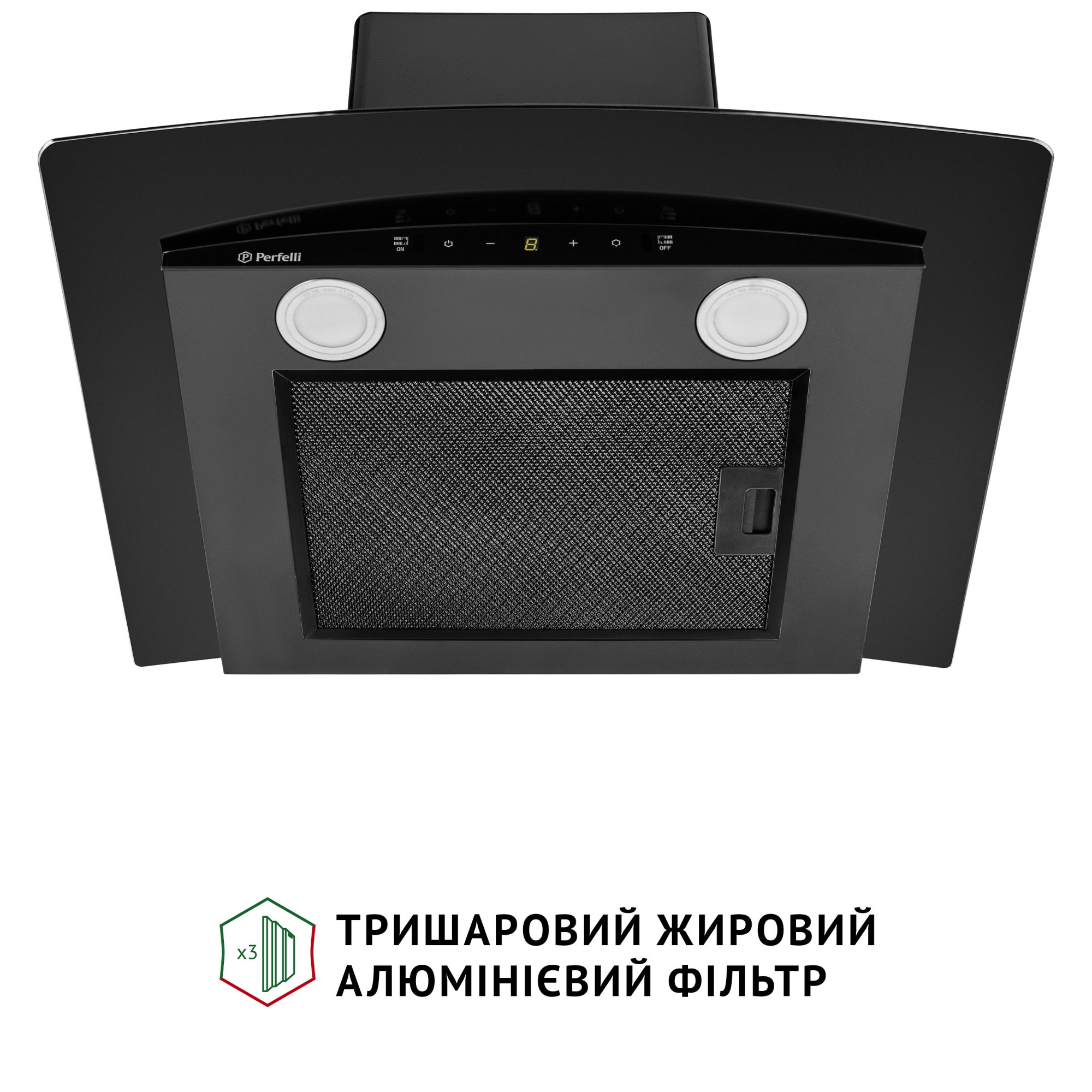 Витяжка декоративна зі склом Perfelli GRASSI 6PWB NERO - фото 7