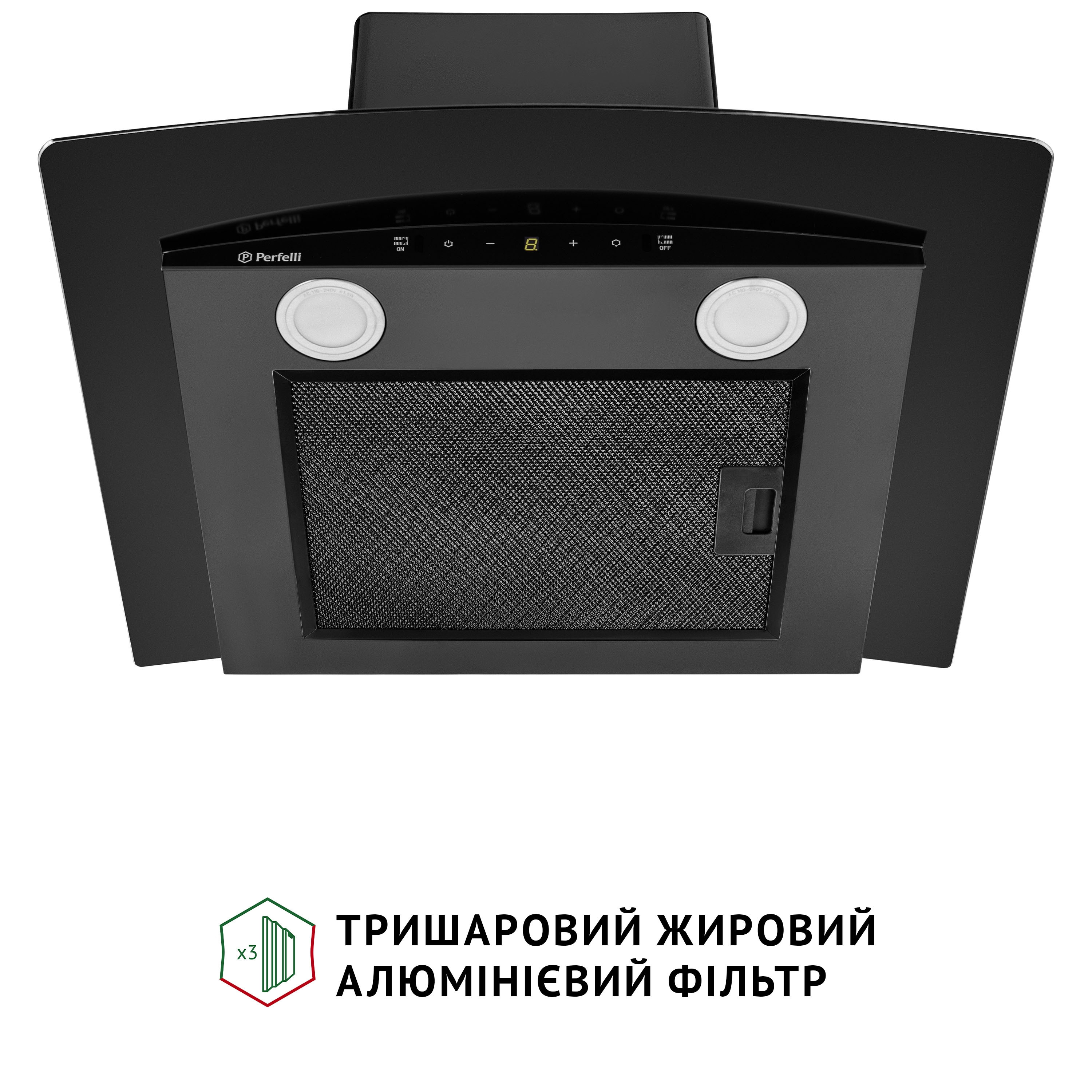 Витяжка декоративна зі склом Perfelli GRASSI 6PWB NERO - фото 7