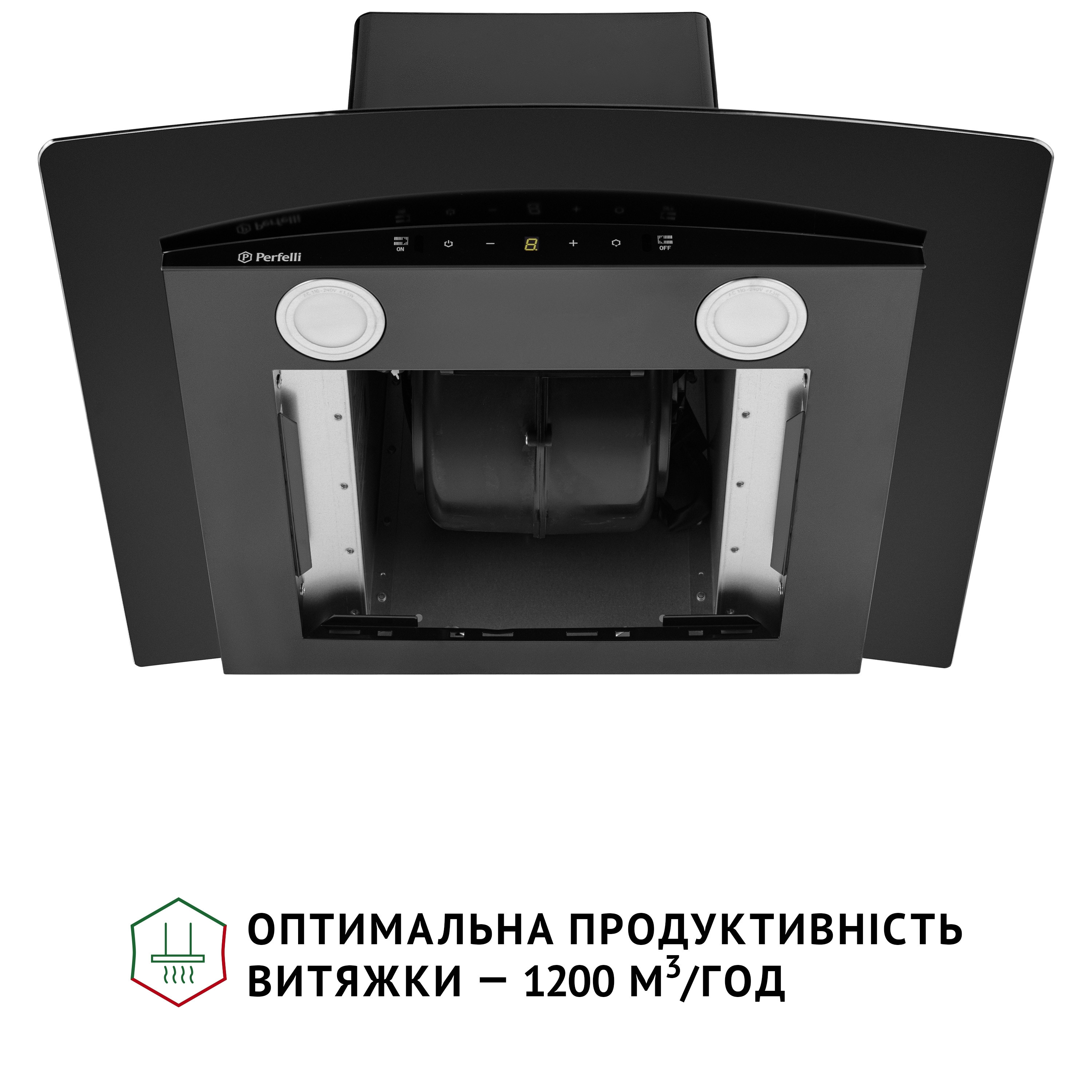 Витяжка декоративна зі склом Perfelli GRASSI 6PWB NERO - фото 8