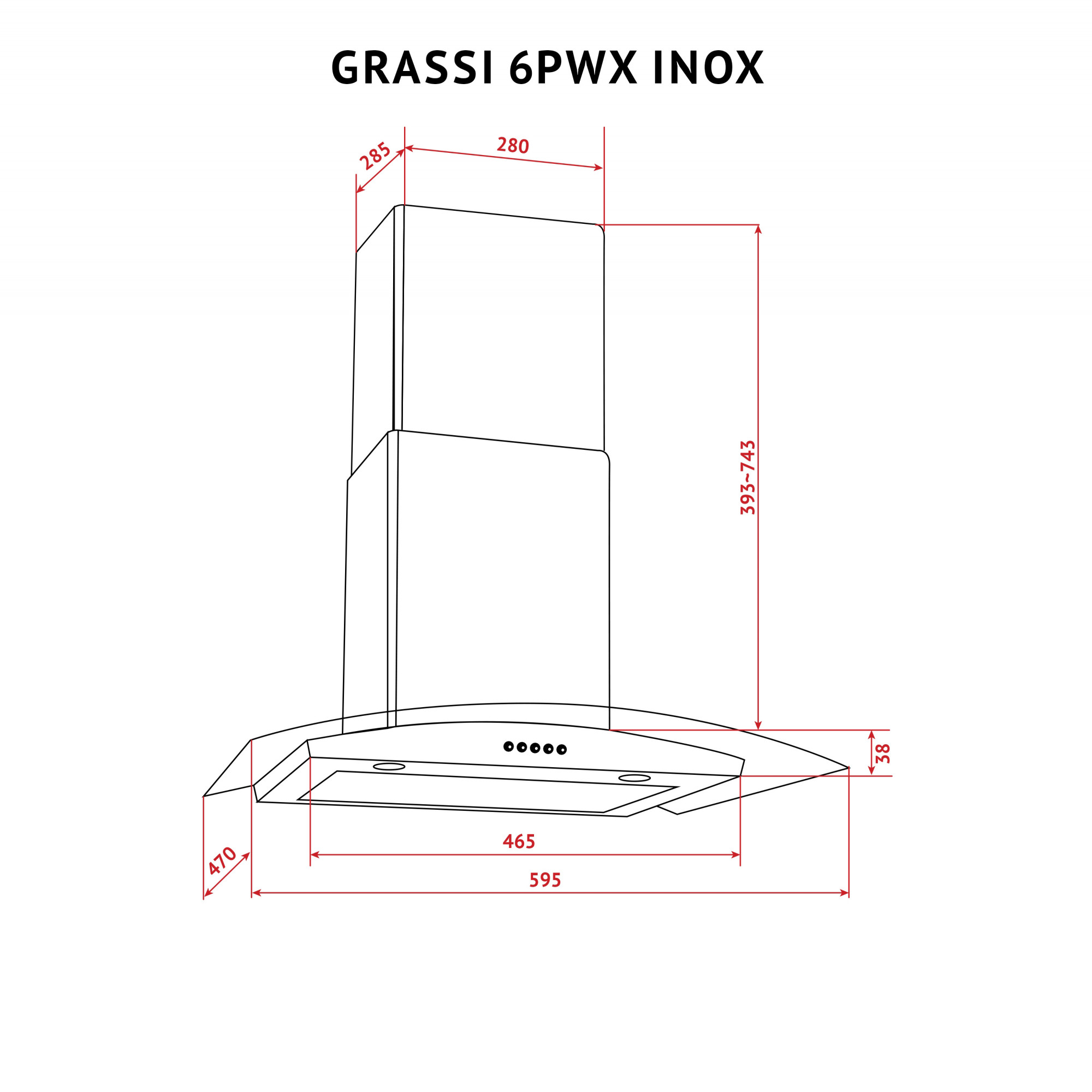Витяжка декоративна зі склом Perfelli GRASSI 6PWX INOX - фото 12