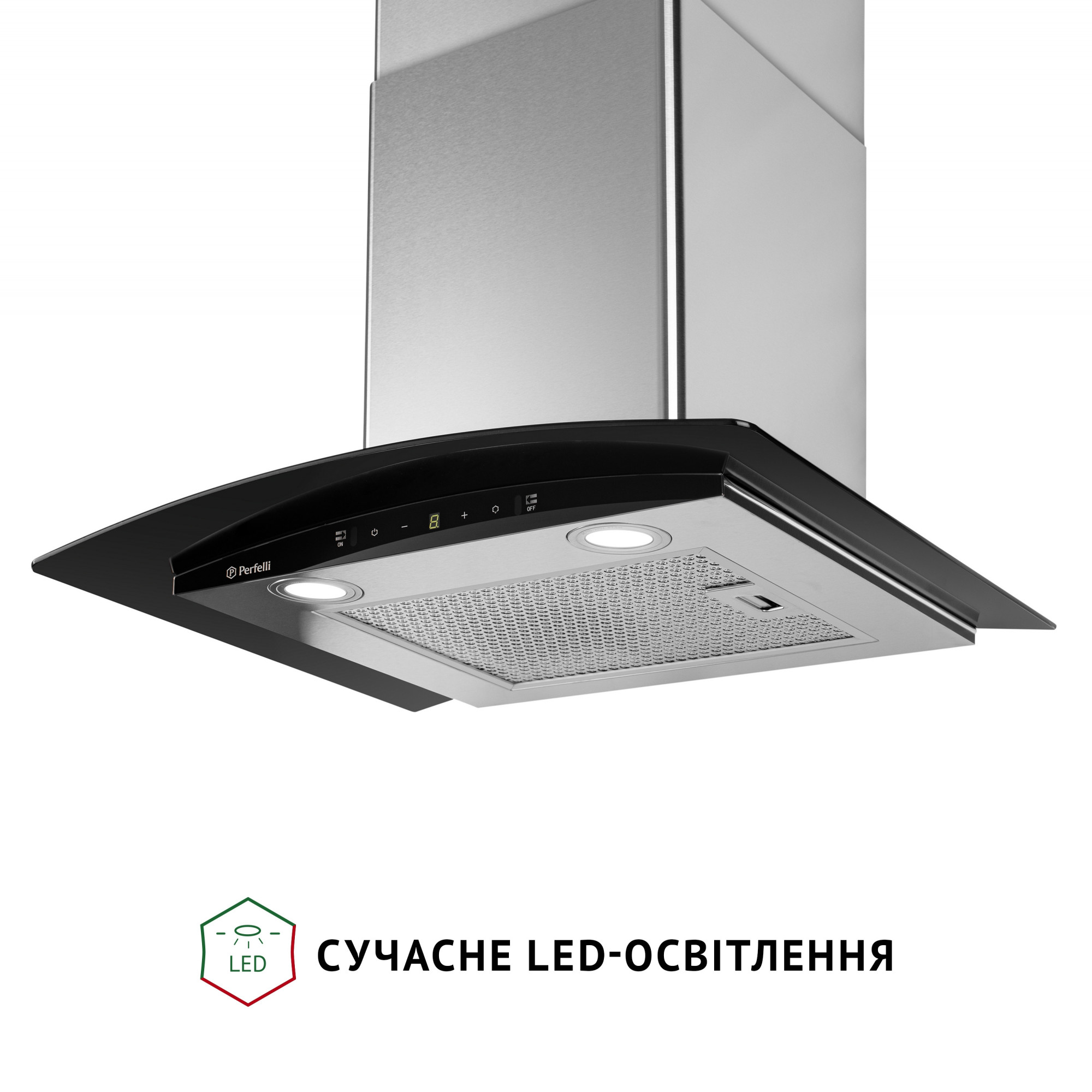 Витяжка декоративна зі склом Perfelli GRASSI 6PWX INOX - фото 4