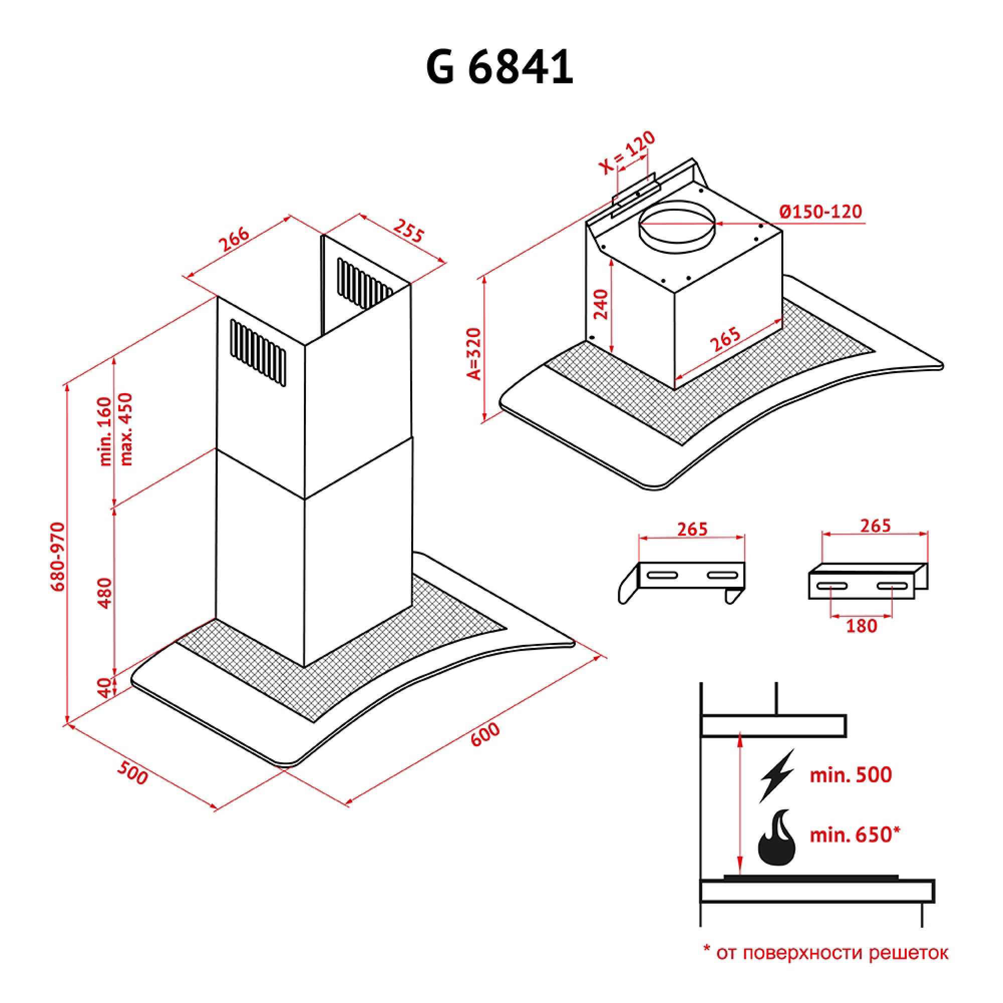 Вытяжка декоративная со стеклом PERFELLI G 6841 W (Цвет Белый) - фото 15 Вытяжка декоративная со стеклом PERFELLI G 6841 W - фото 15