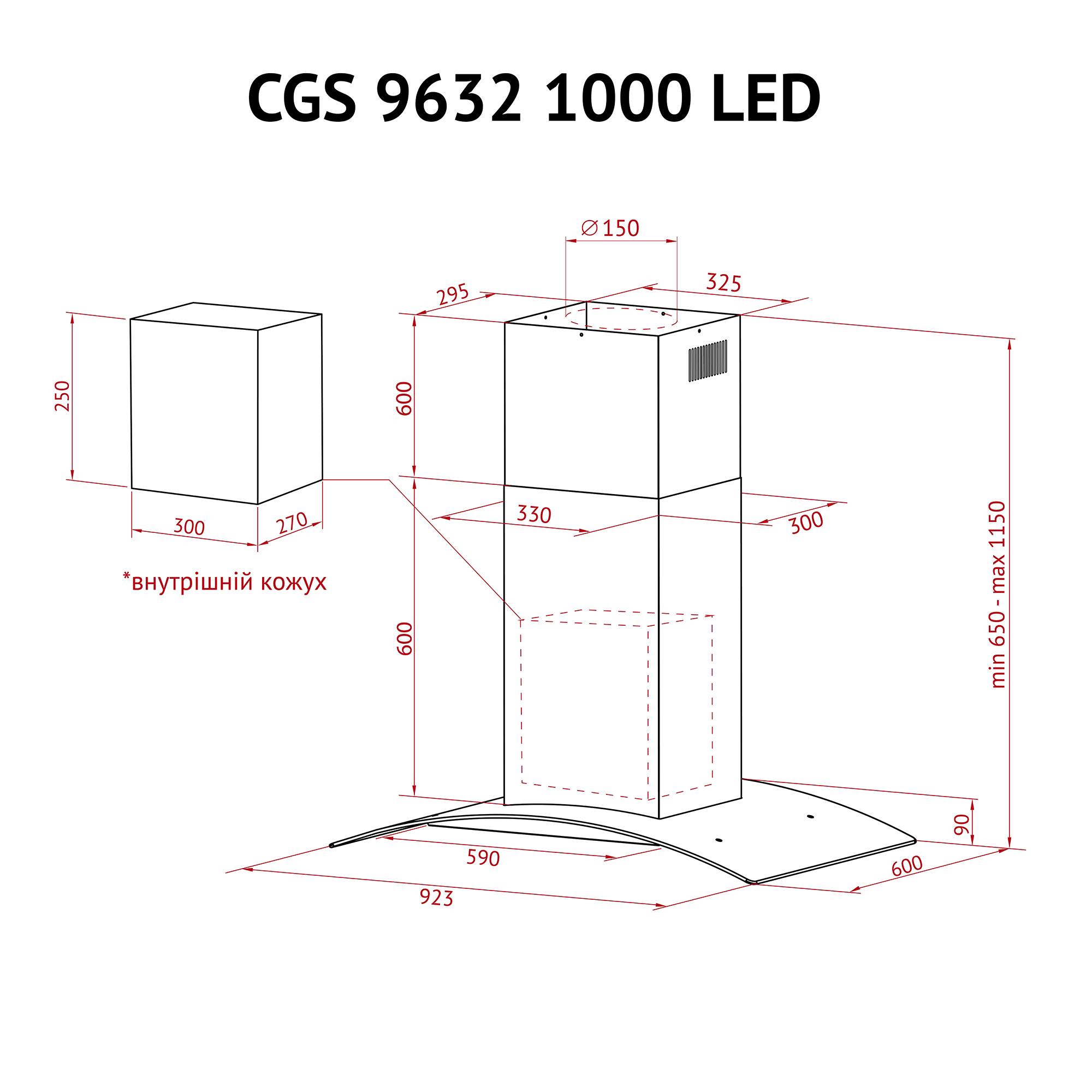 Вытяжка островная PERFELLI CGS 9632 I 1000 LED (Цвет Нержавеющая сталь) - фото 12 Вытяжка островная PERFELLI CGS 9632 I 1000 LED - фото 12