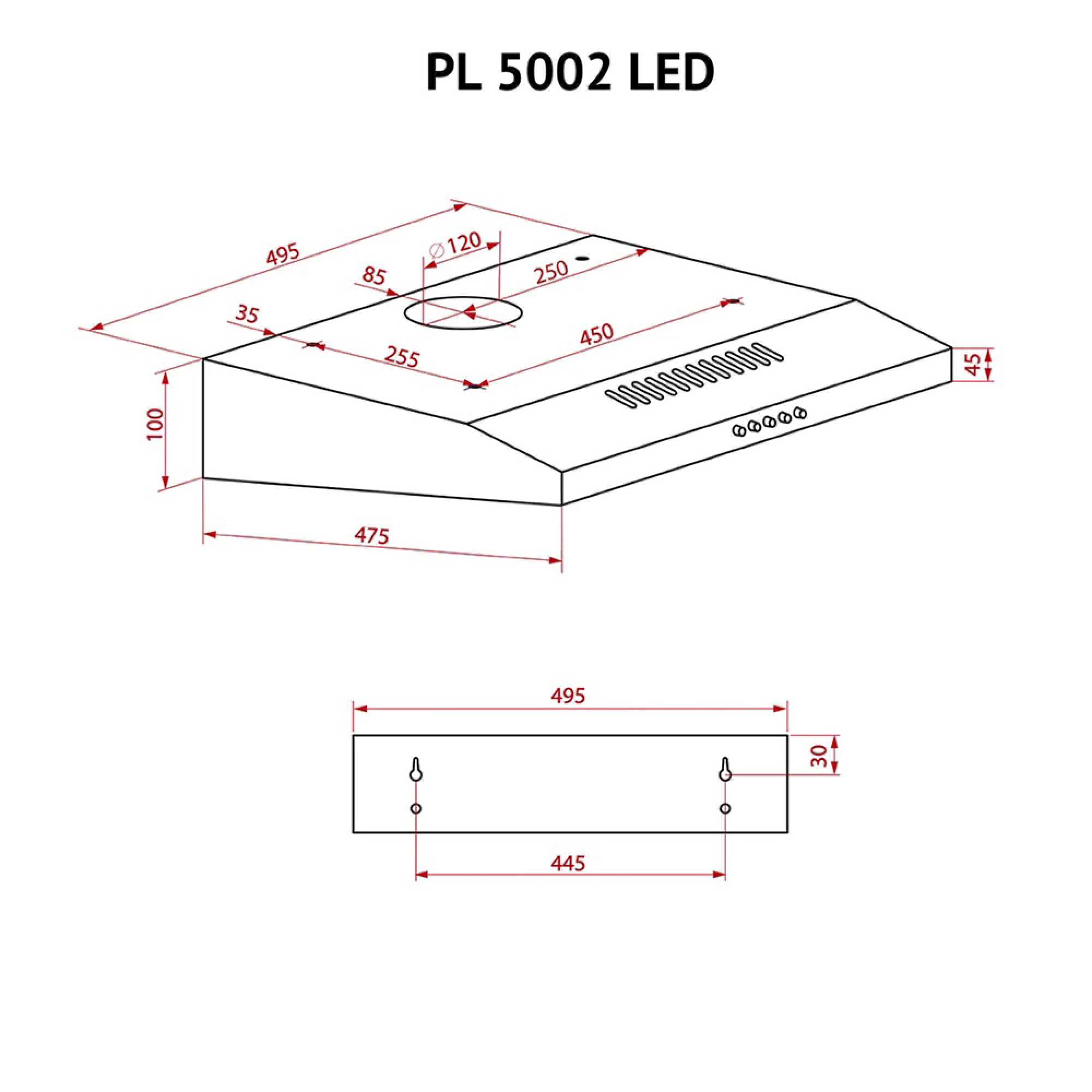 Витяжка плоска Perfelli PL 5002 W LED - фото 10