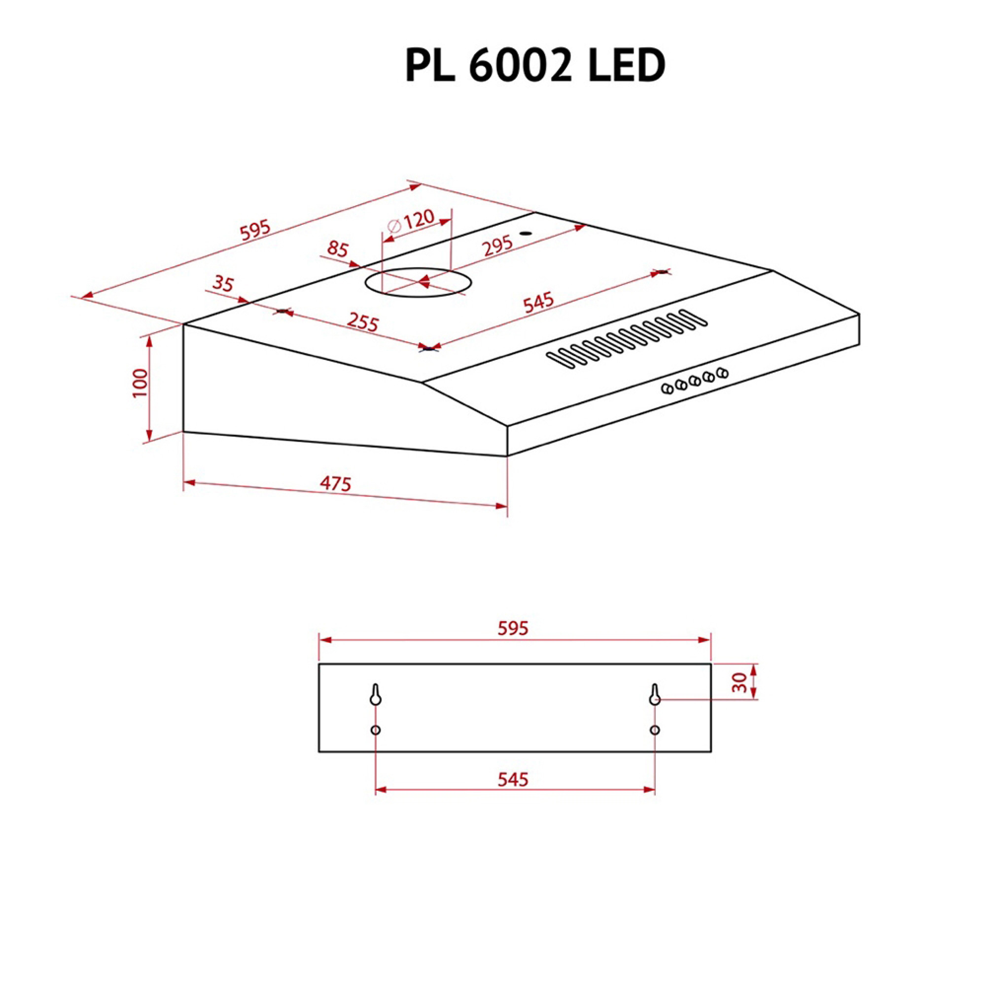 Витяжка плоска Perfelli PL 6002 W LED - фото 10