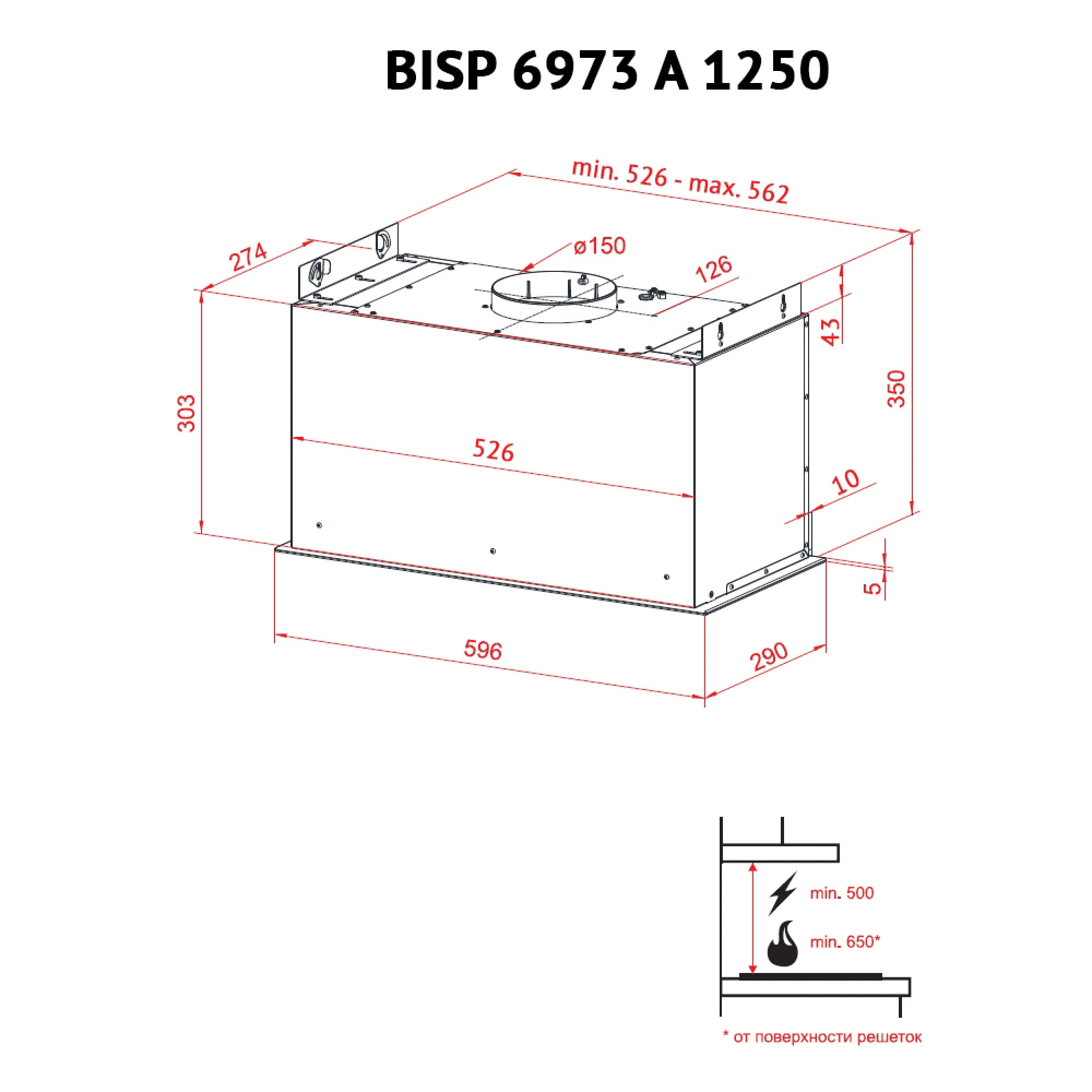 Вытяжка полновстраиваемая PERFELLI BISP 6973 A 1250 BL LED Strip - фото 13