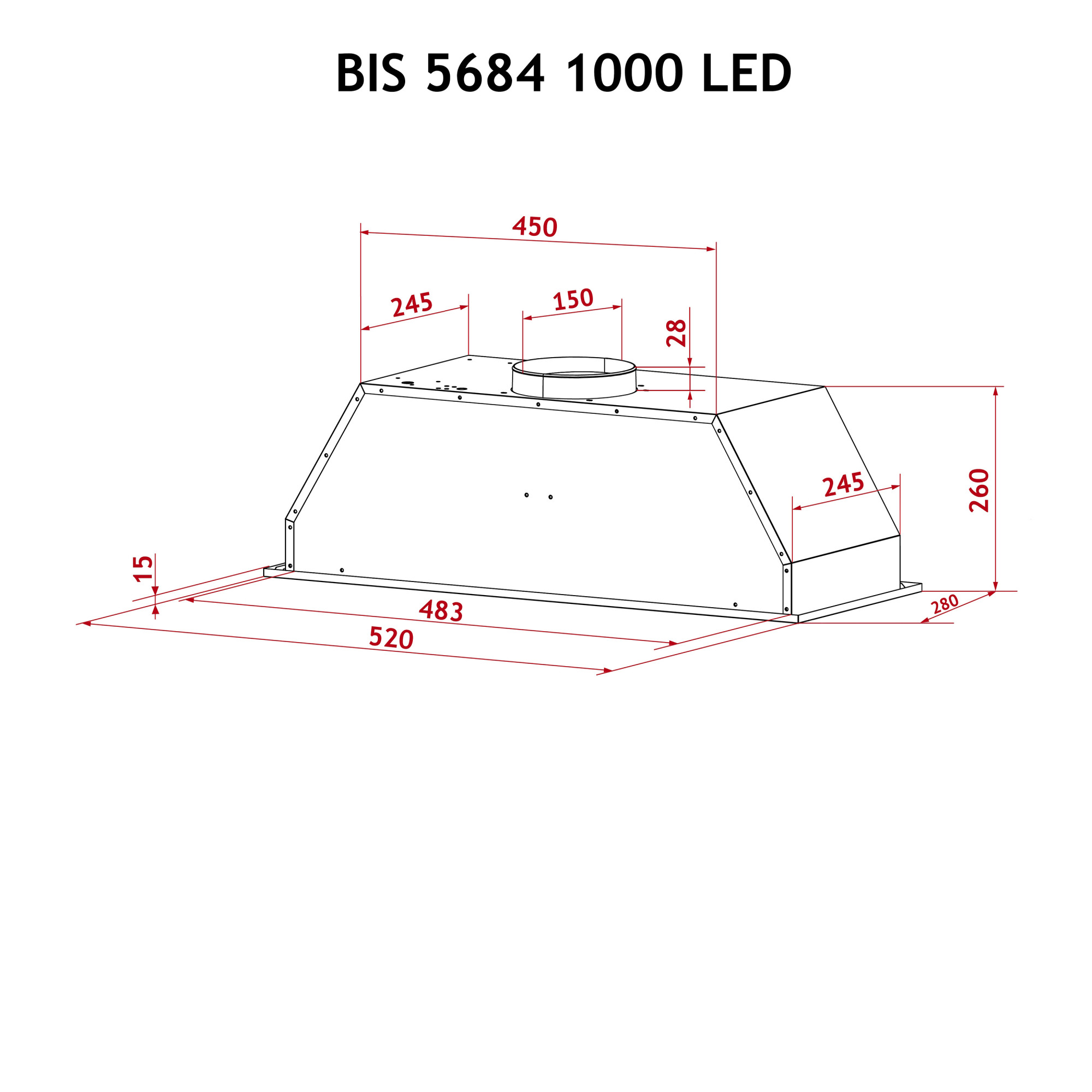 Вытяжка полновстраиваемая PERFELLI BIS 5684 BL 1000 LED (Цвет Черный) - фото 10 Вытяжка полновстраиваемая PERFELLI BIS 5684 BL 1000 LED - фото 10