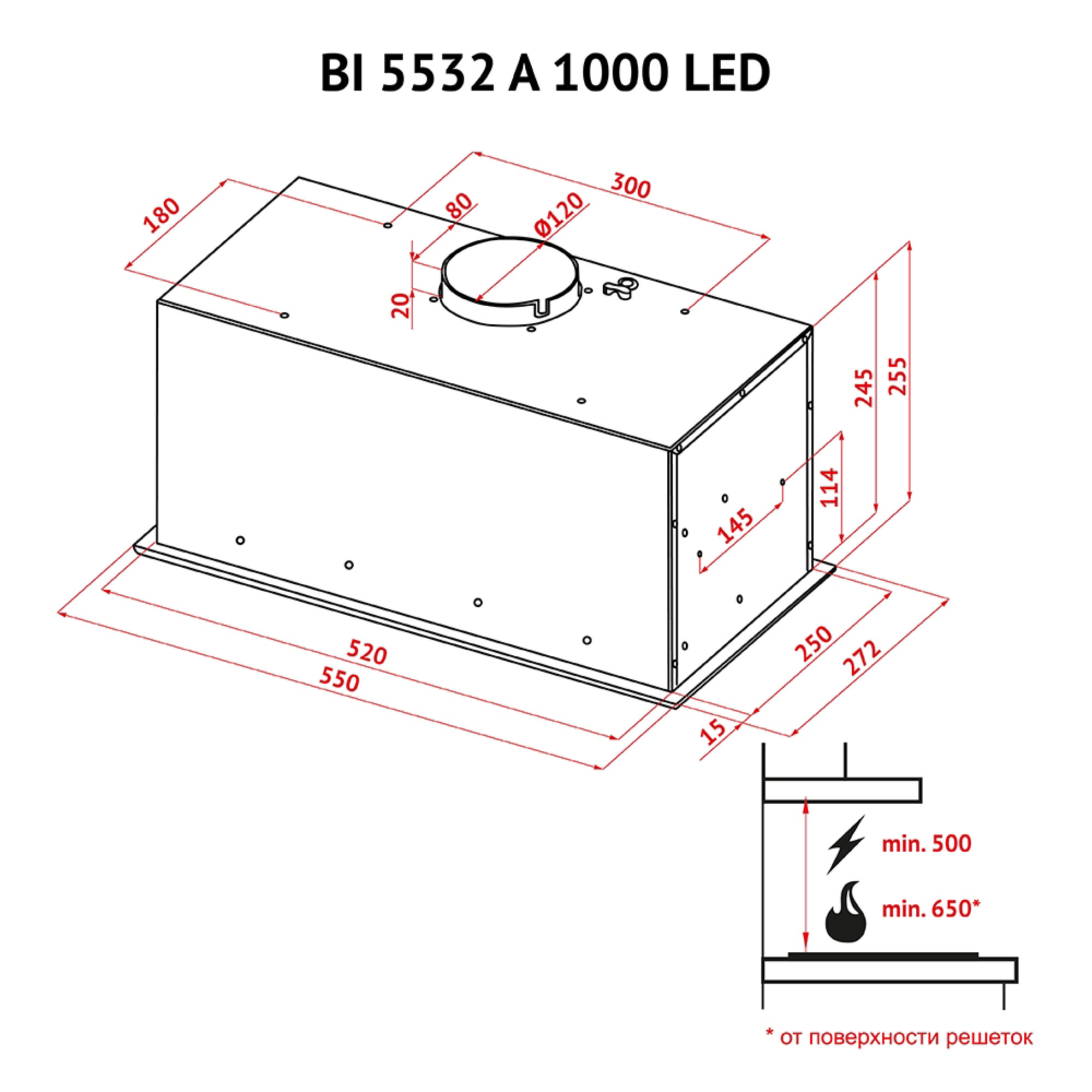 Вытяжка полновстраиваемая PERFELLI BI 5532 A 1000 I LED - фото 8