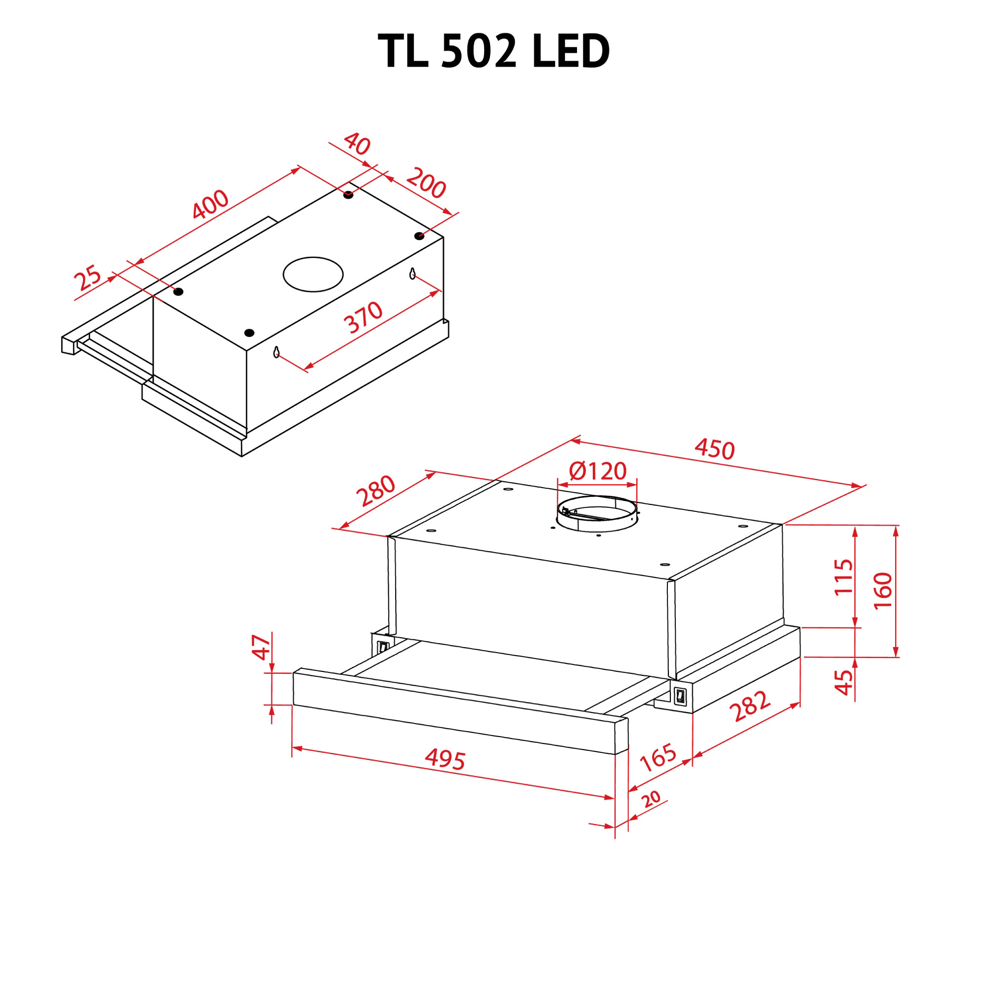 Вытяжка телескопическая PERFELLI TL 502 BL LED (Цвет Черный) - фото 12 Вытяжка телескопическая PERFELLI TL 502 BL LED - фото 12